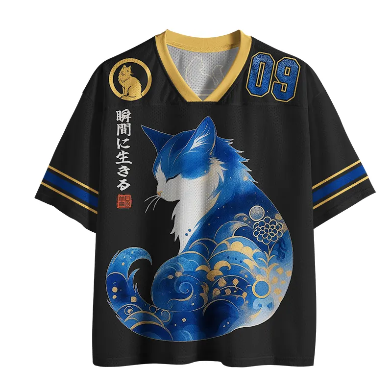  Retro Zen Cat: Living the Present Mesh Jersey