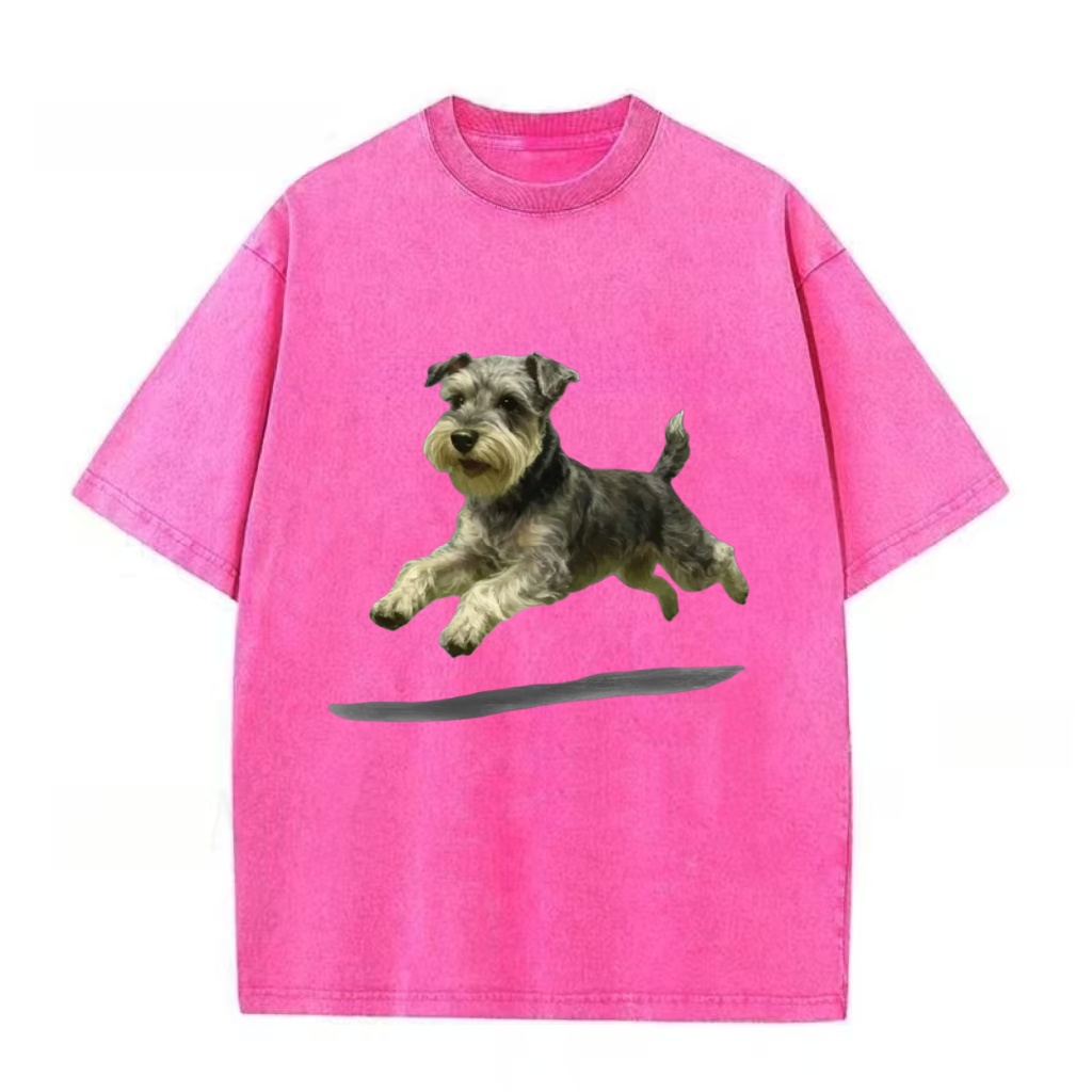 Miniature Schnauzer Jump Graphic Washed T-Shirt