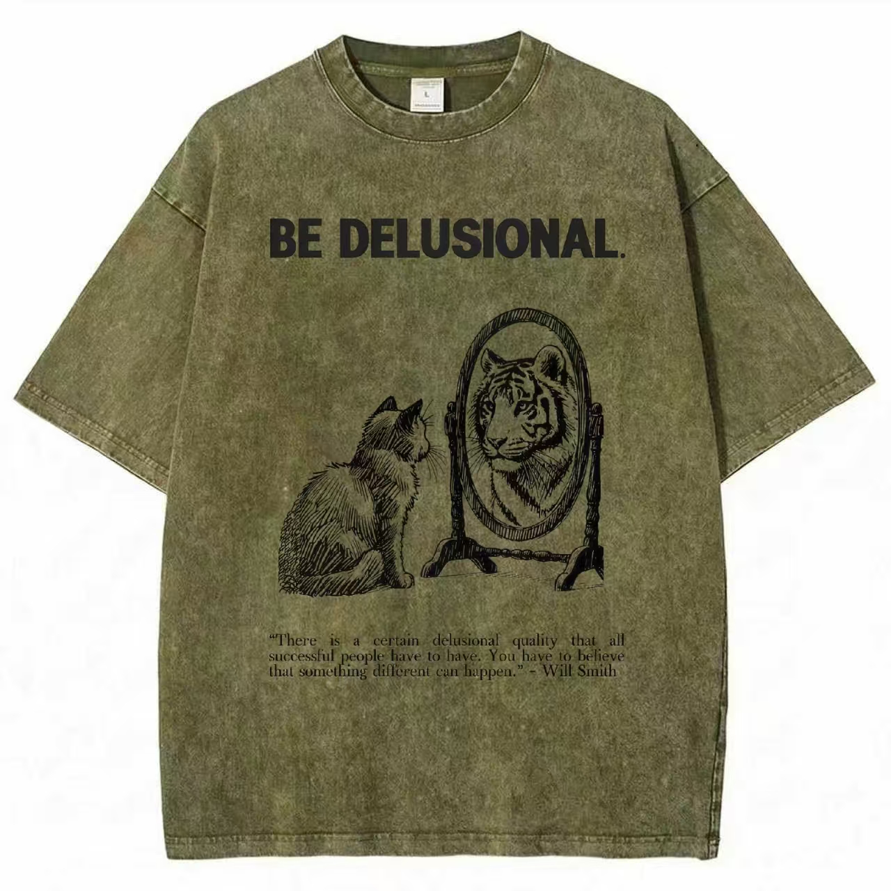 Cat's Delusion Funny Washed T-shirt
