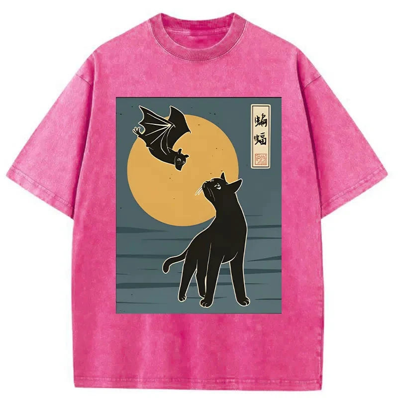 The Cat With Batty Washed T-Shirt
