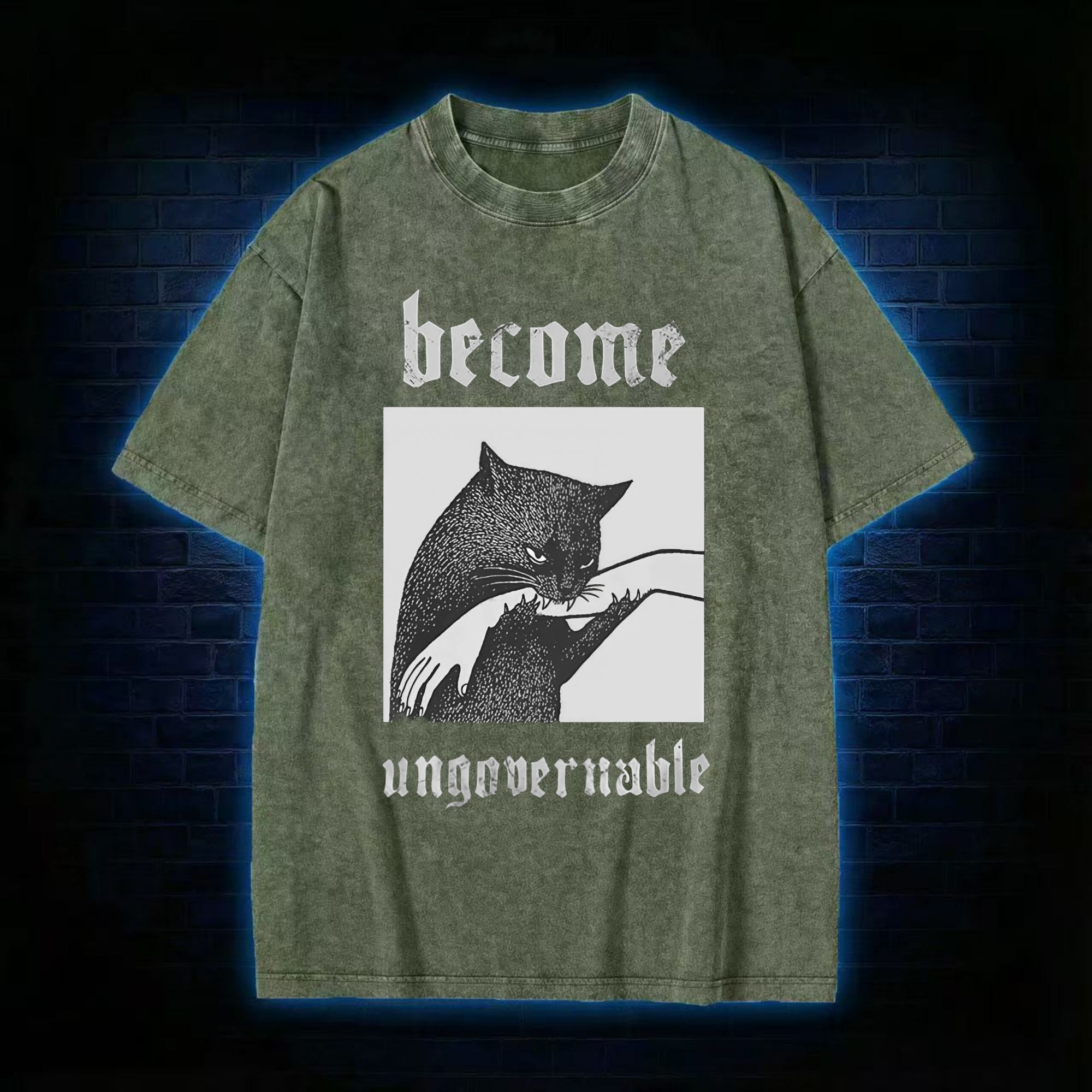 Become Ungovernable Funny Cat Washed T-shirt
