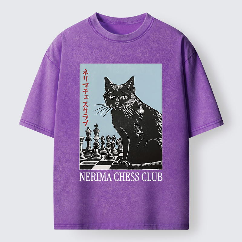 Chess And Cat Washed T-Shirt