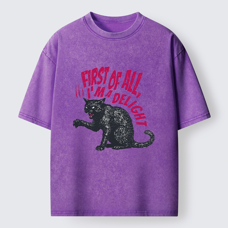  Fierce Black Cat Washed T-Shirt