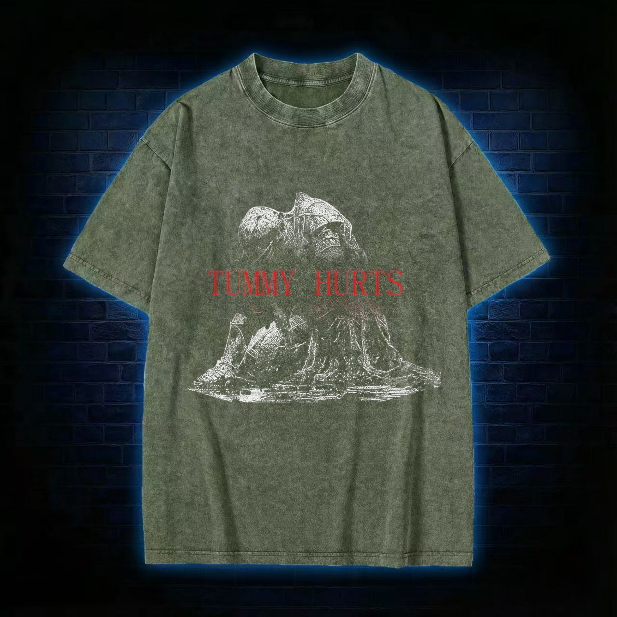 Retro Tummy Hurts Washed T-shirt