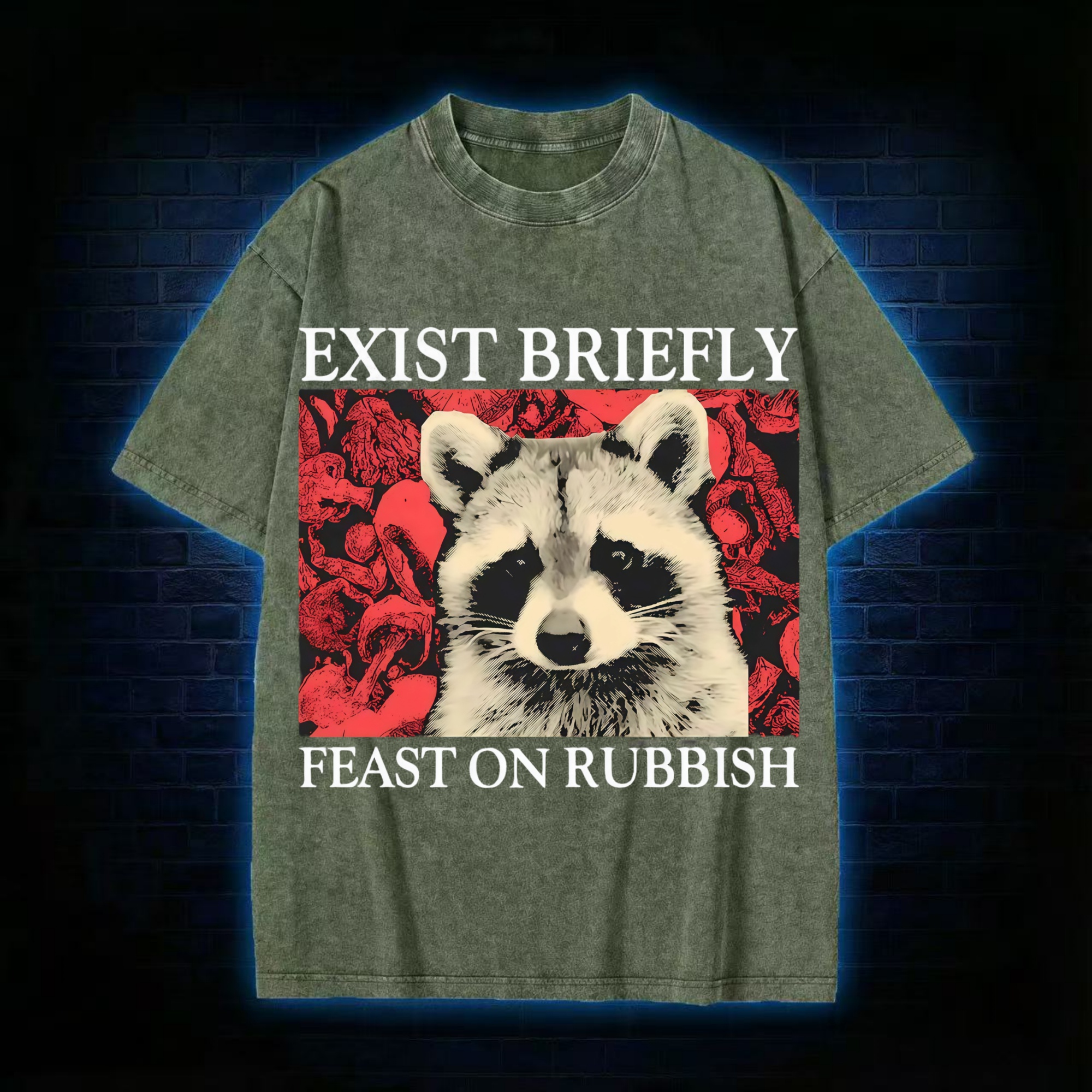 Exist Briefly Feast On Rubbish Washed T-shirt