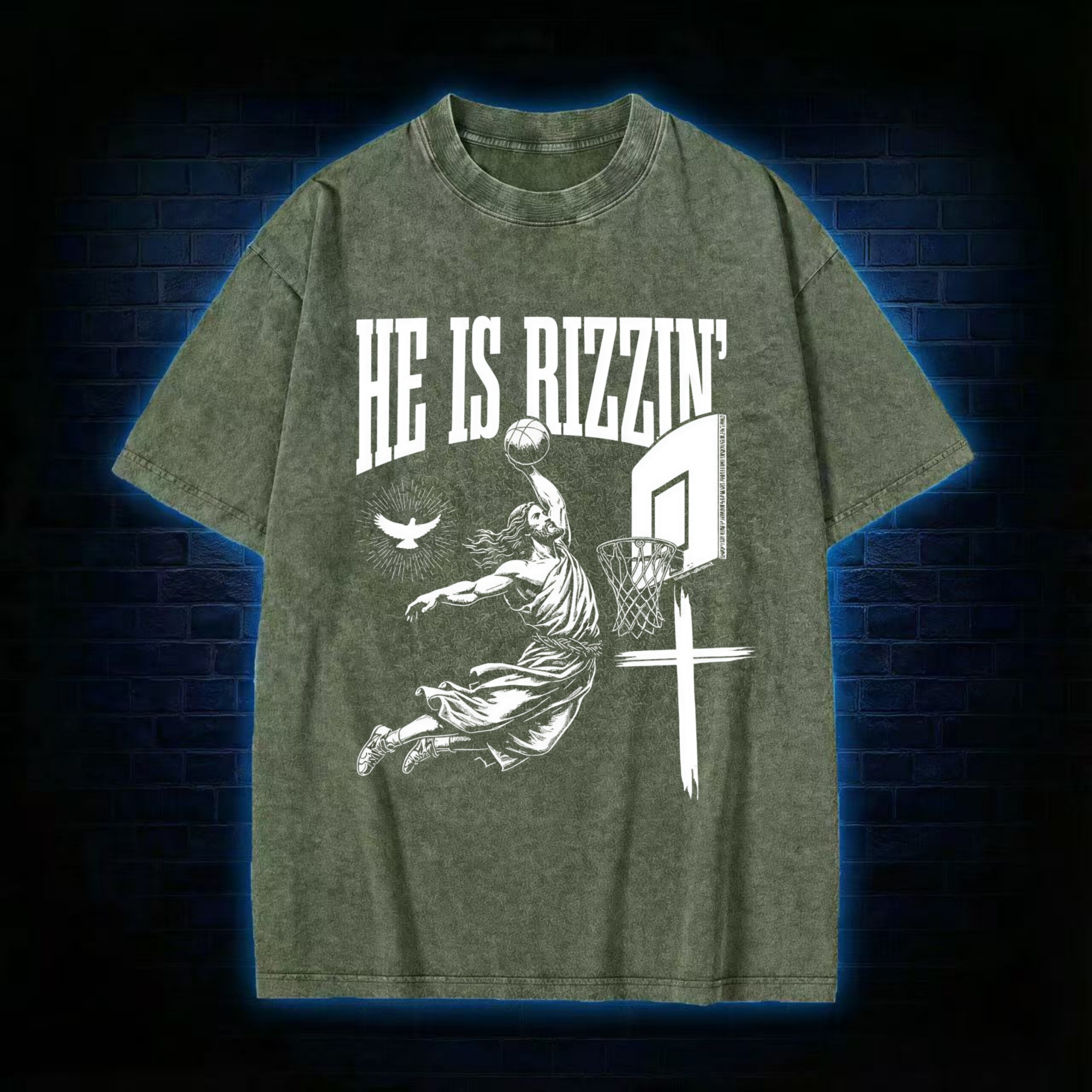He Is Rizzin' Washed T-shirt
