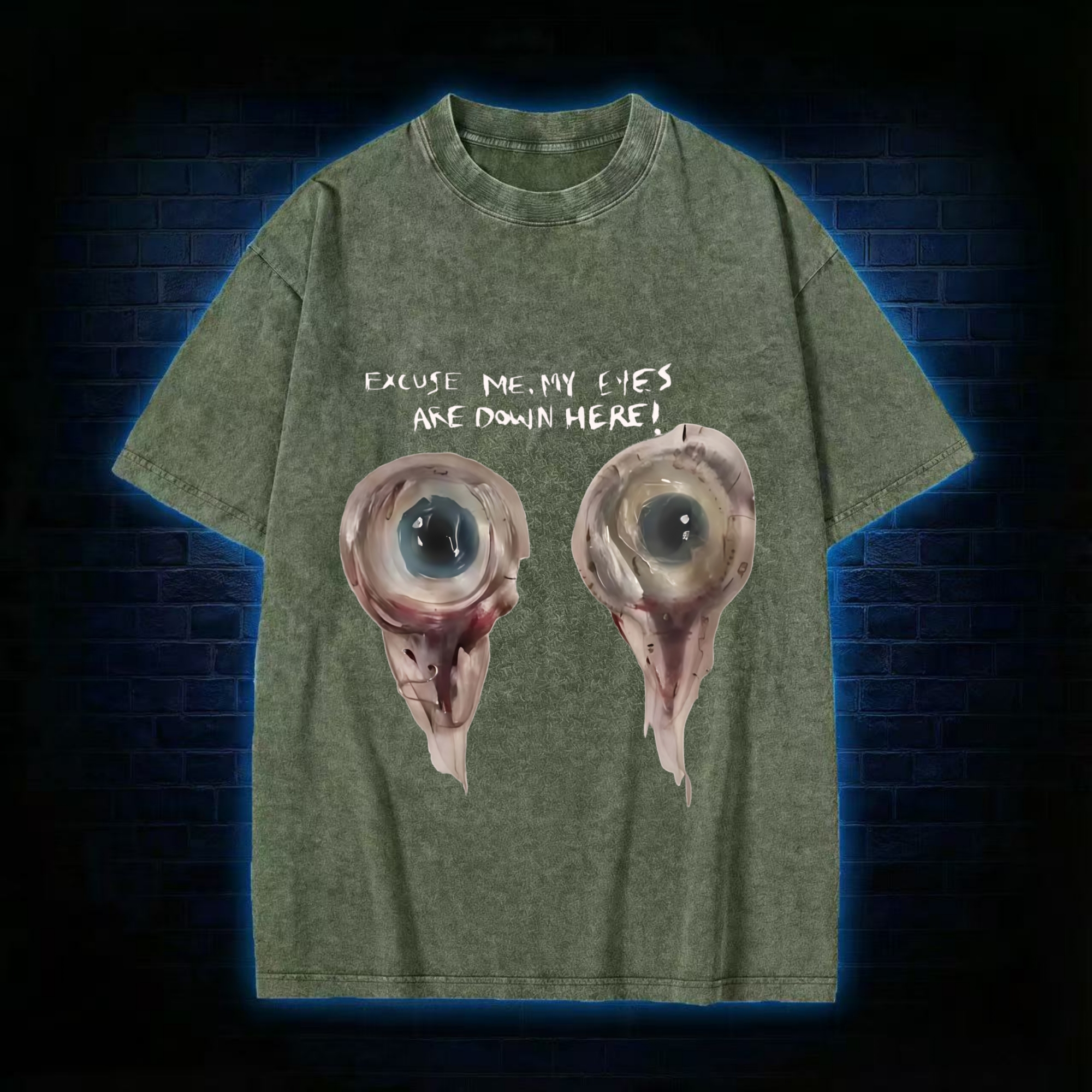 My Eyes Are Down Here Baby Washed T-shirt