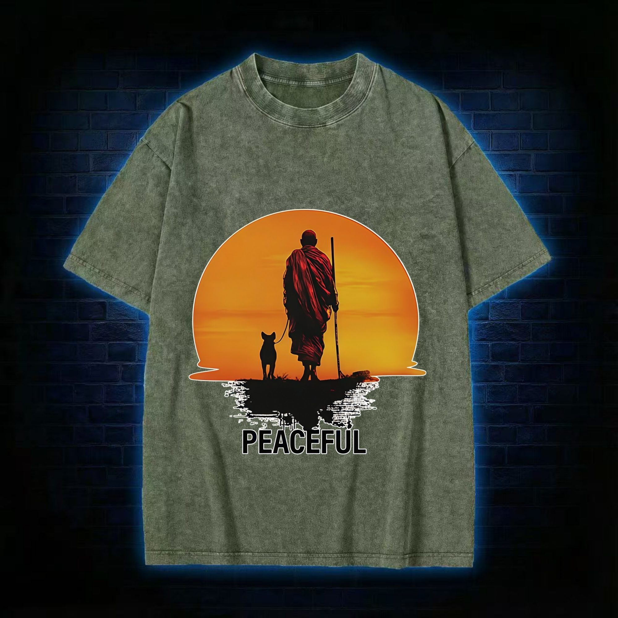 Monk Dog And Sun Washed T-Shirt