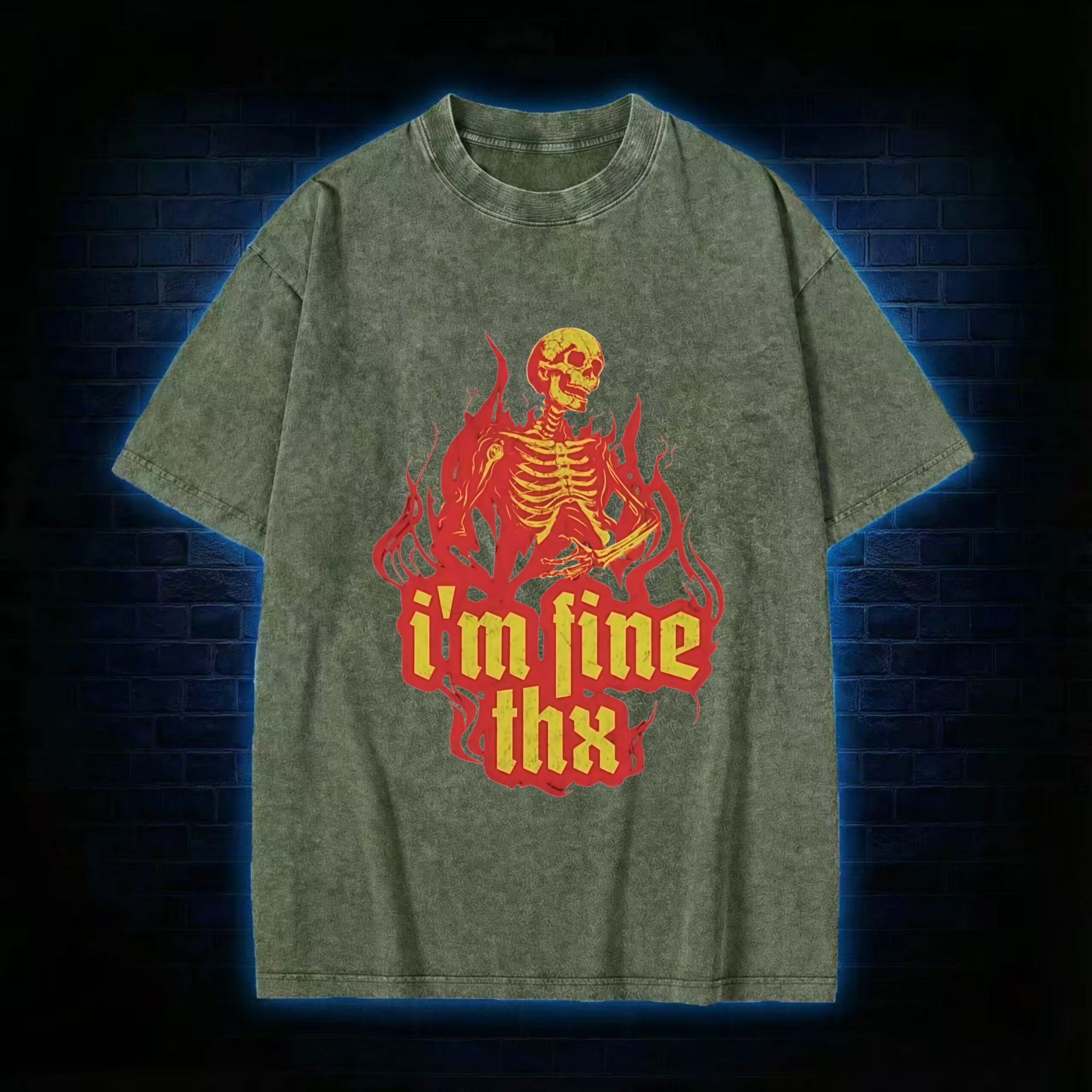 I'm Fine Thx Washed T-shirt