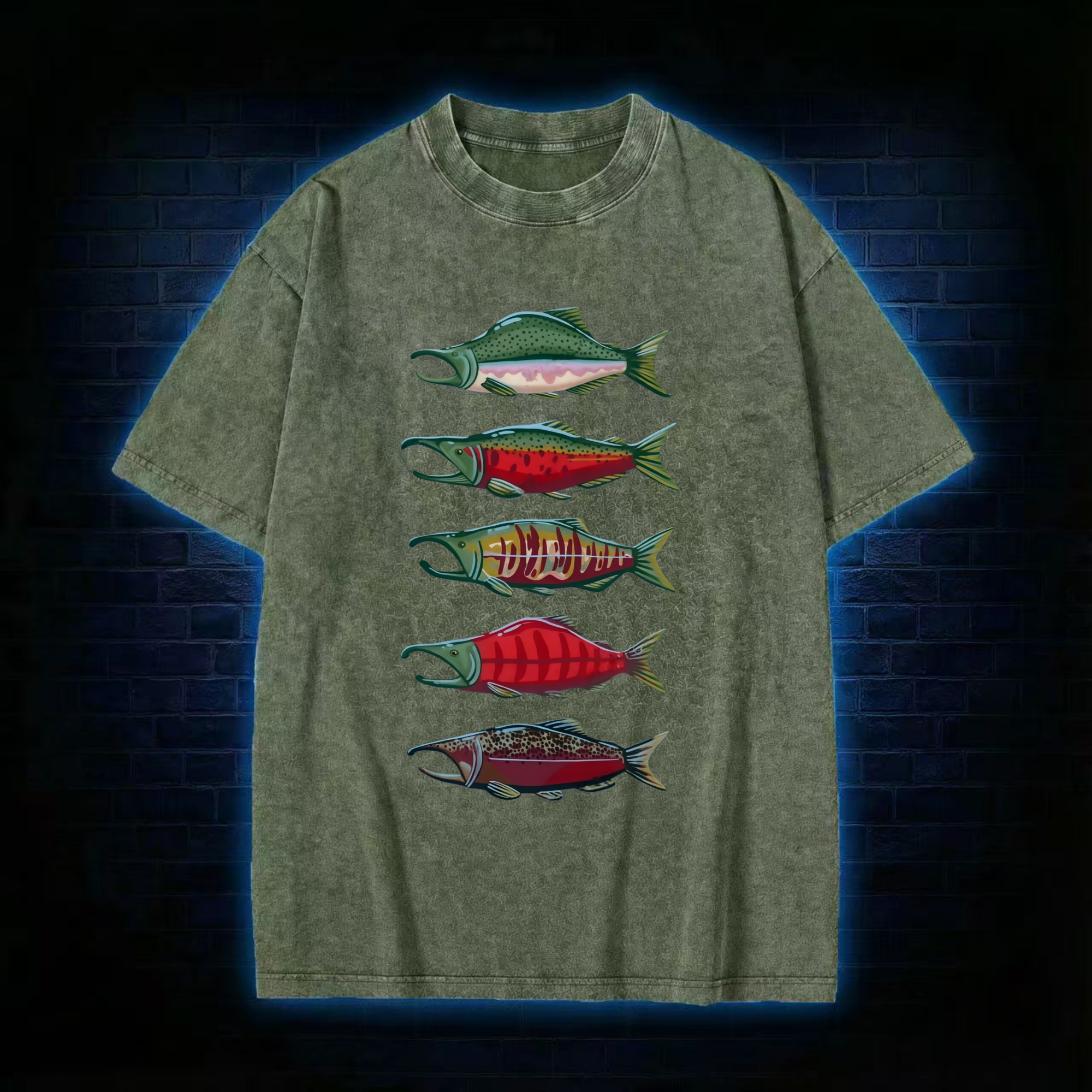 Pacific Salmon Five Washed T-shirt