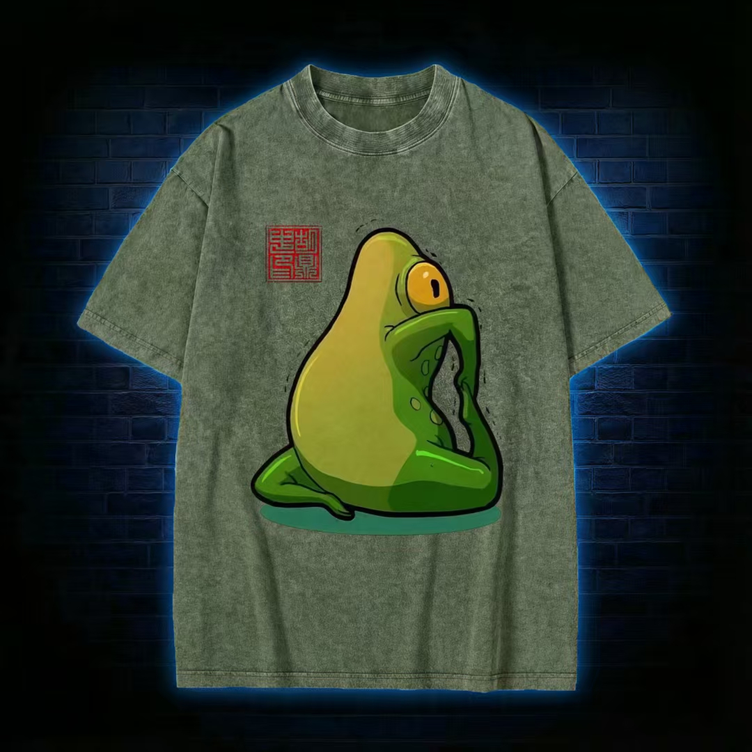 Zen Frog Yoga Washed T-shirt