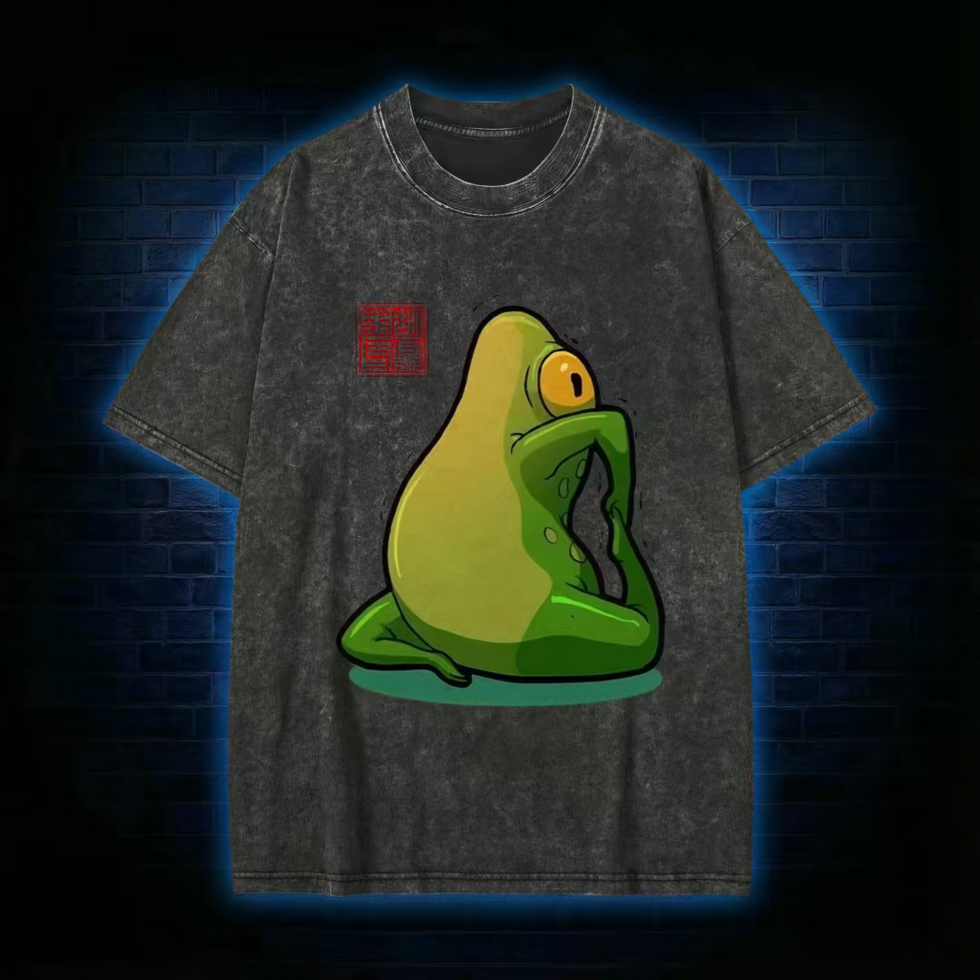 Zen Frog Yoga Washed T-shirt