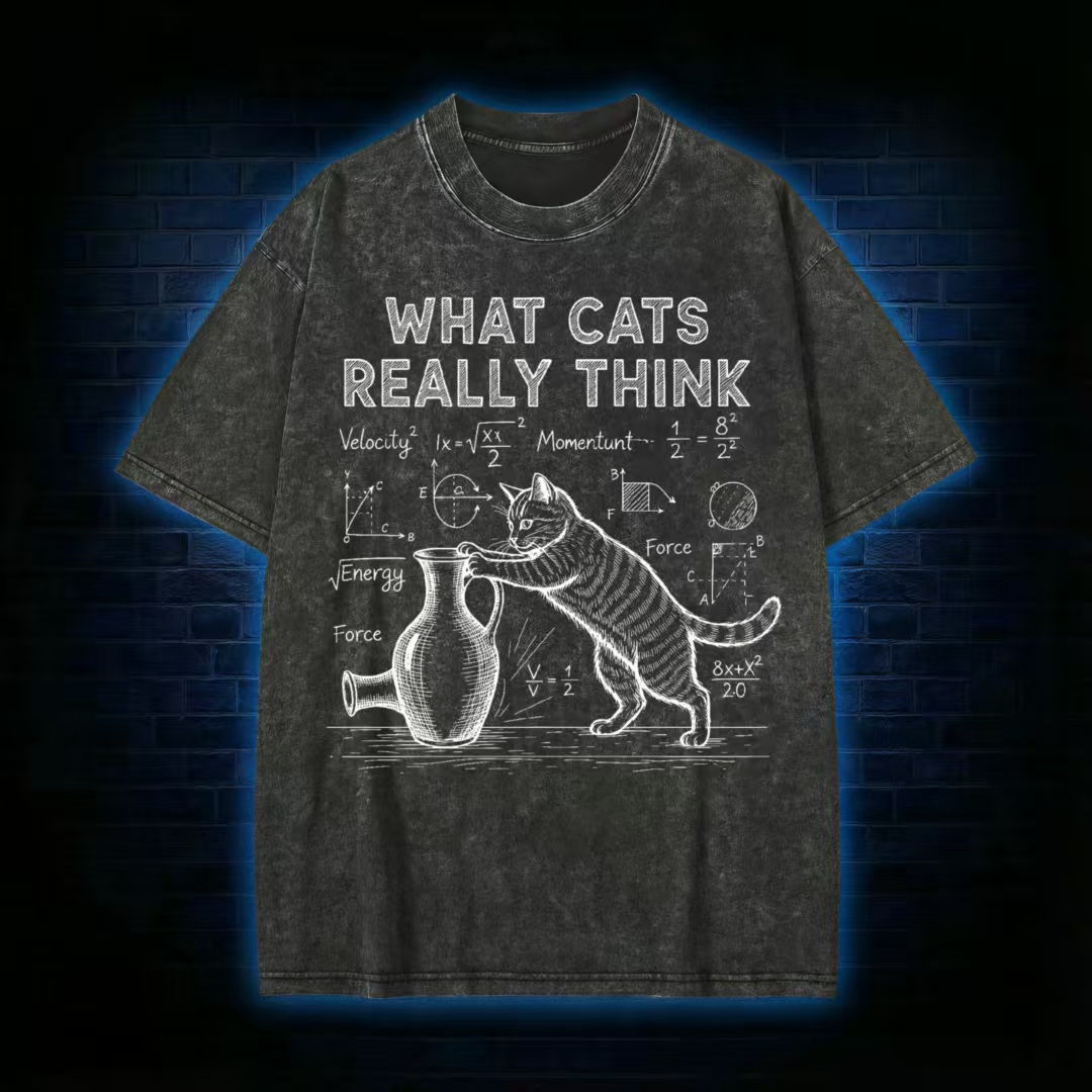 What Cat Really Think Washed T-shirt