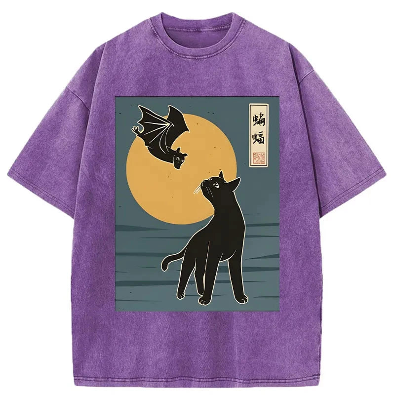 The Cat With Batty Washed T-Shirt