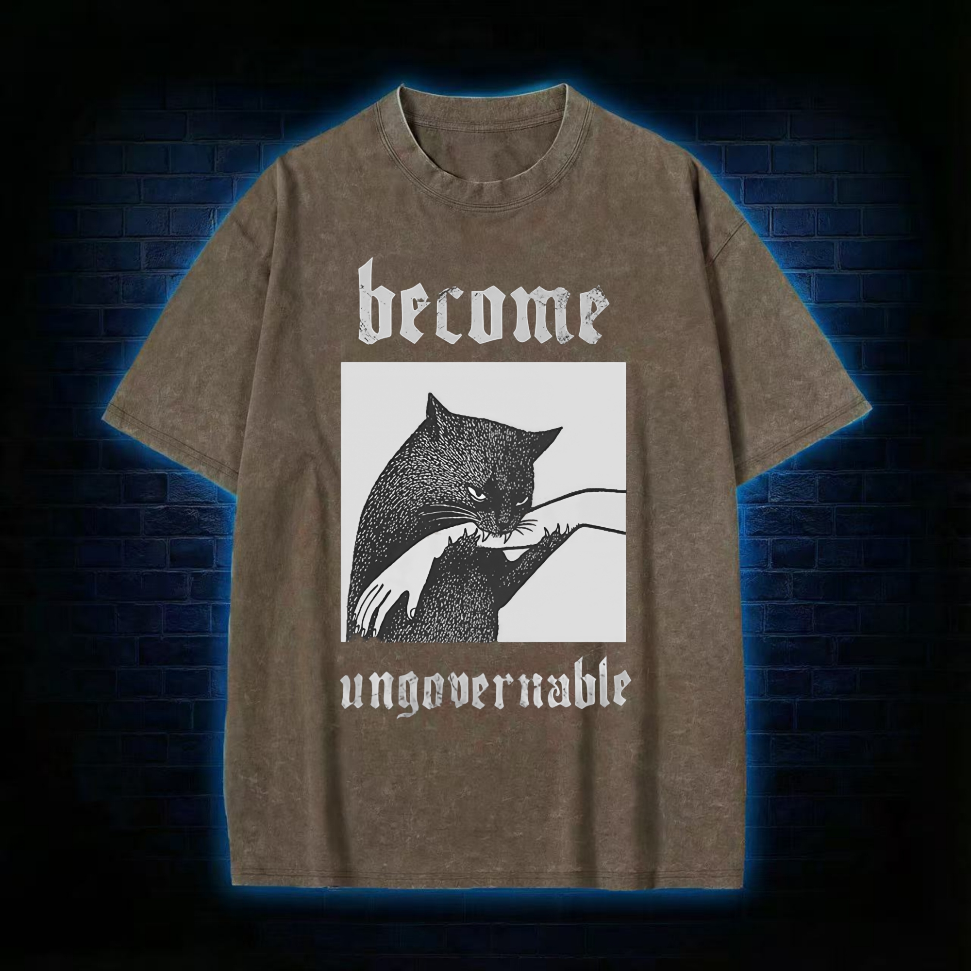 Become Ungovernable Funny Cat Washed T-shirt