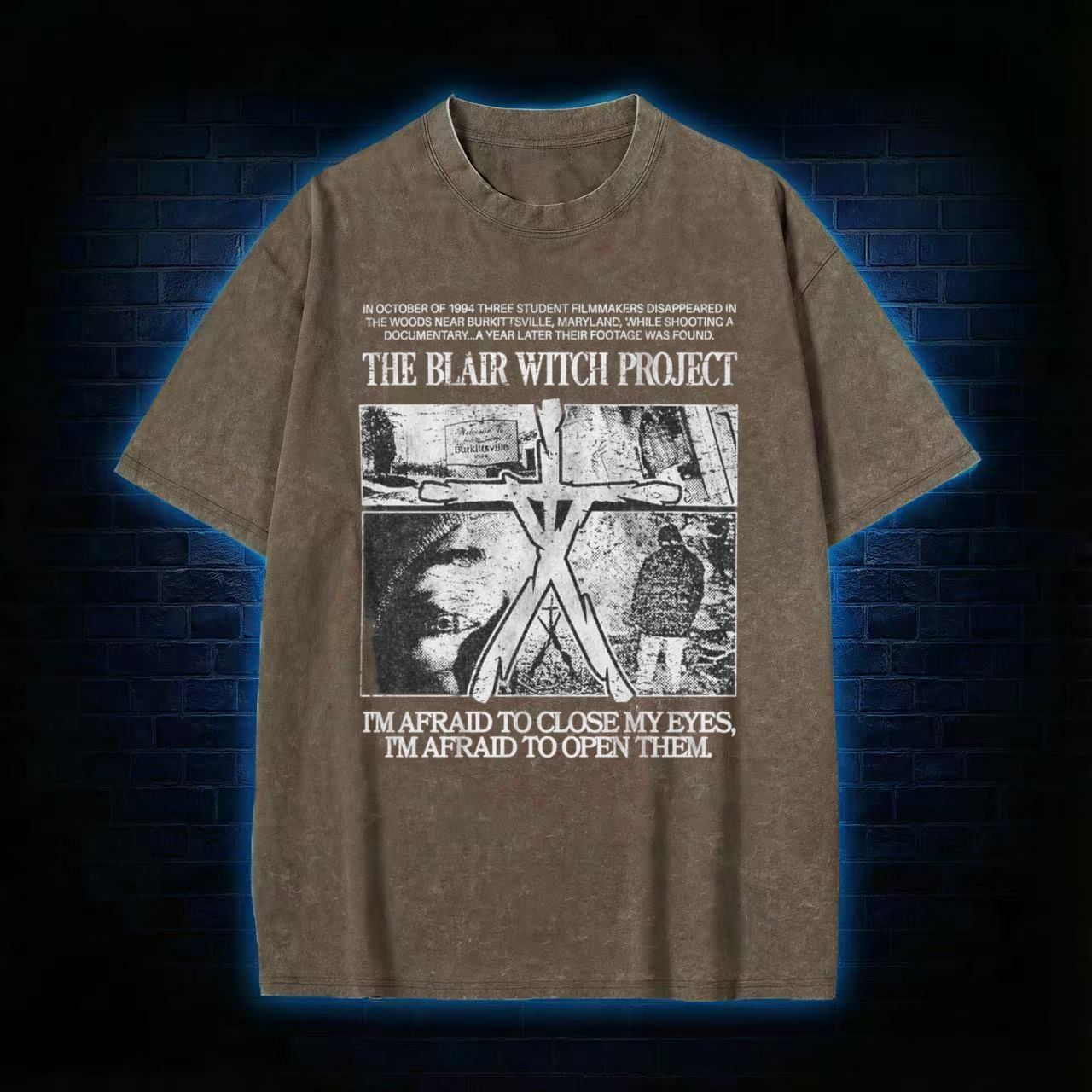 I'm Afrid to Close My Eyes Retro Washed T-shirt