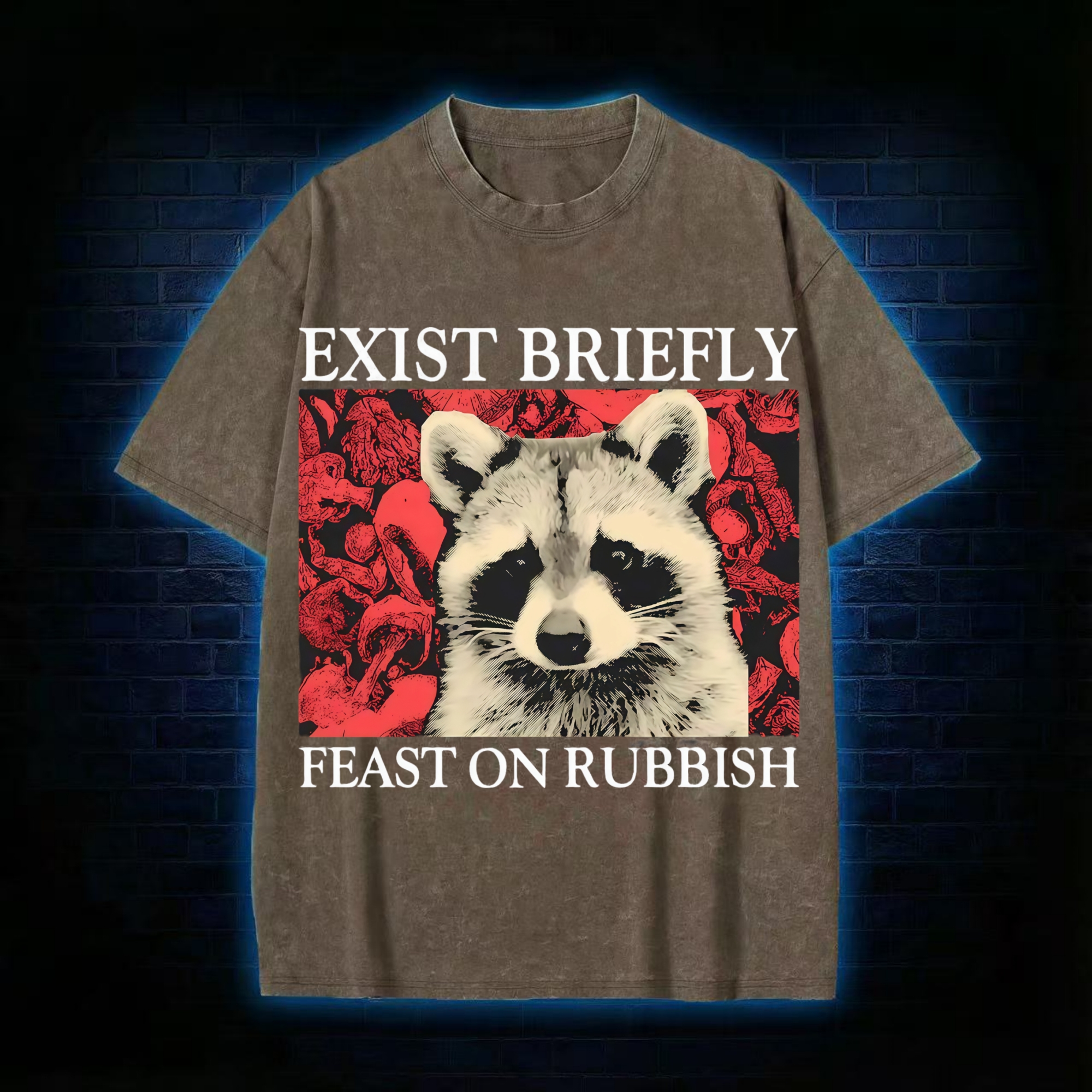 Exist Briefly Feast On Rubbish Washed T-shirt