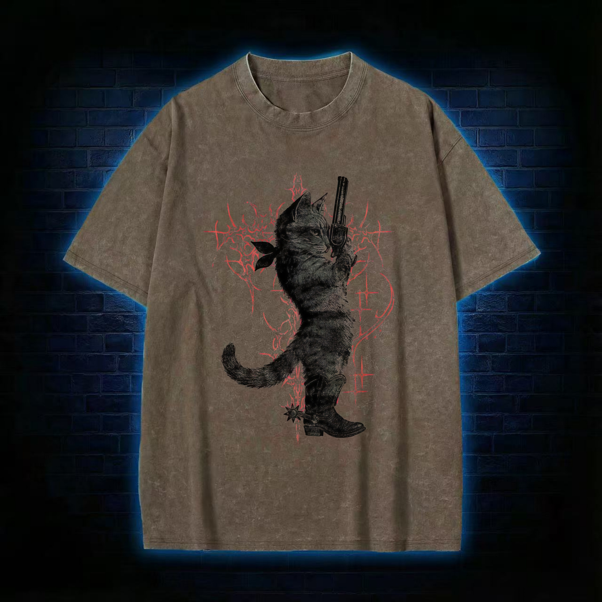 Cowboy Cat Washed T-shirt
