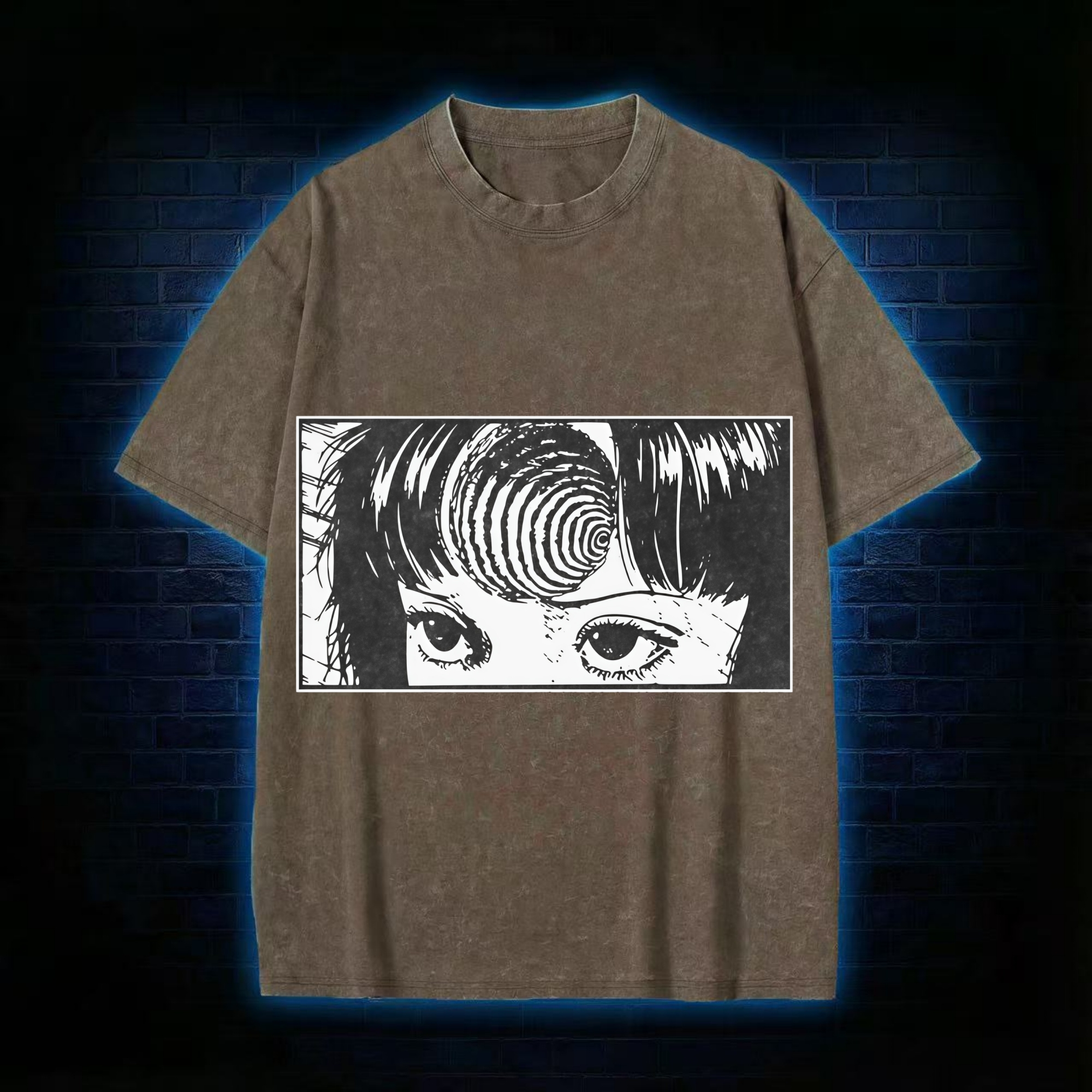 Creepy Girl Eyes, Spiral Horror Manga Washed T-shirt
