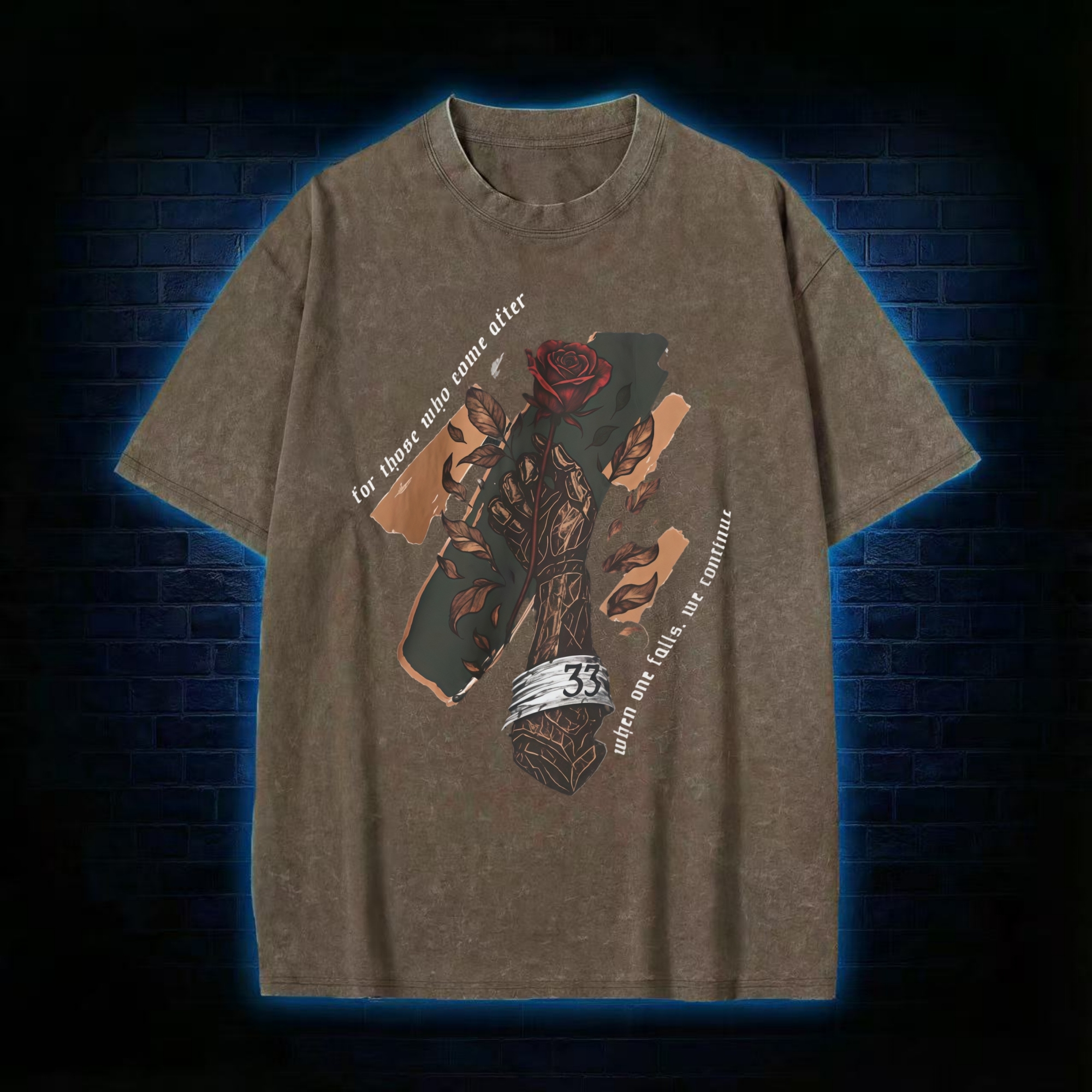 When One Falls. We Continue Washed T-shirt