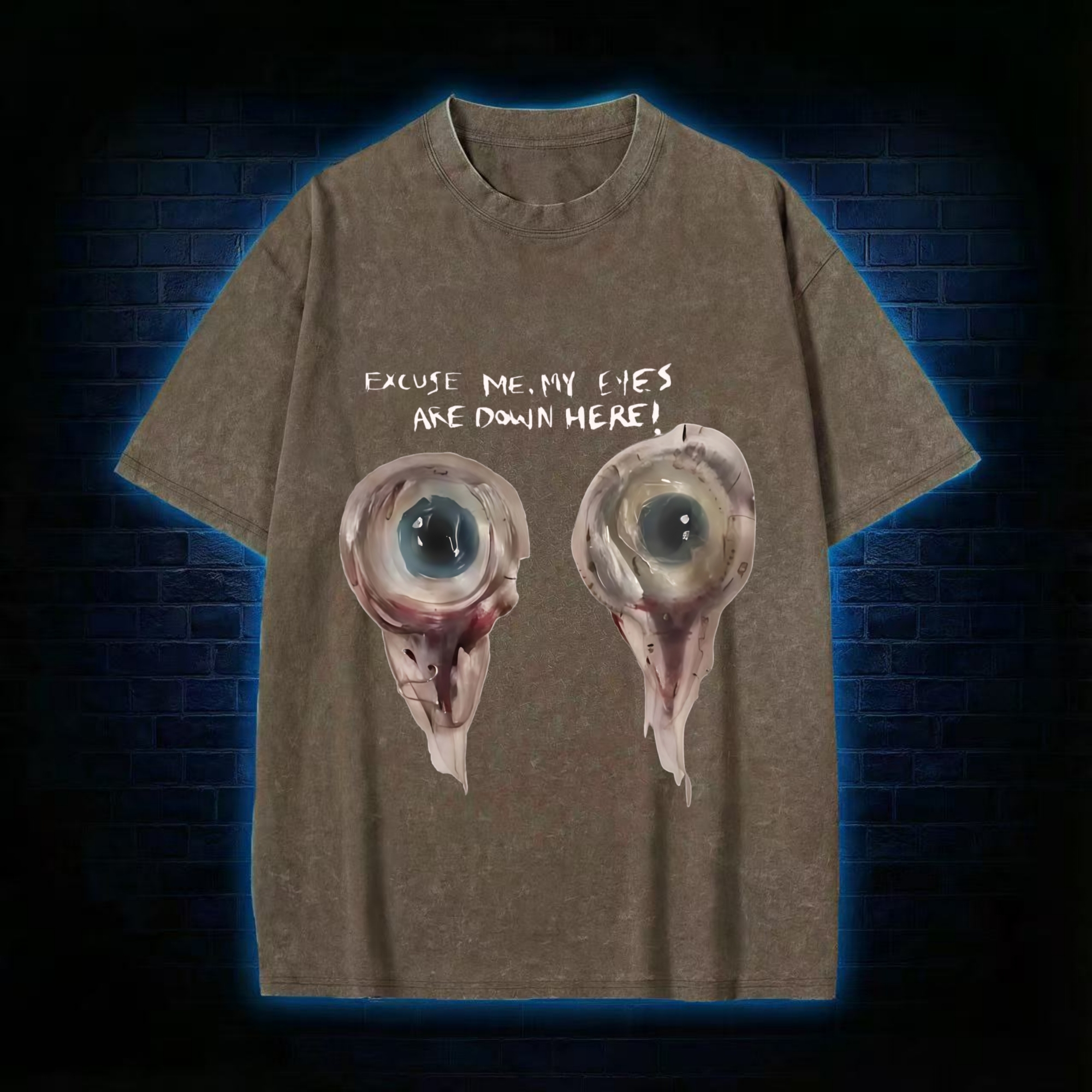 My Eyes Are Down Here Baby Washed T-shirt