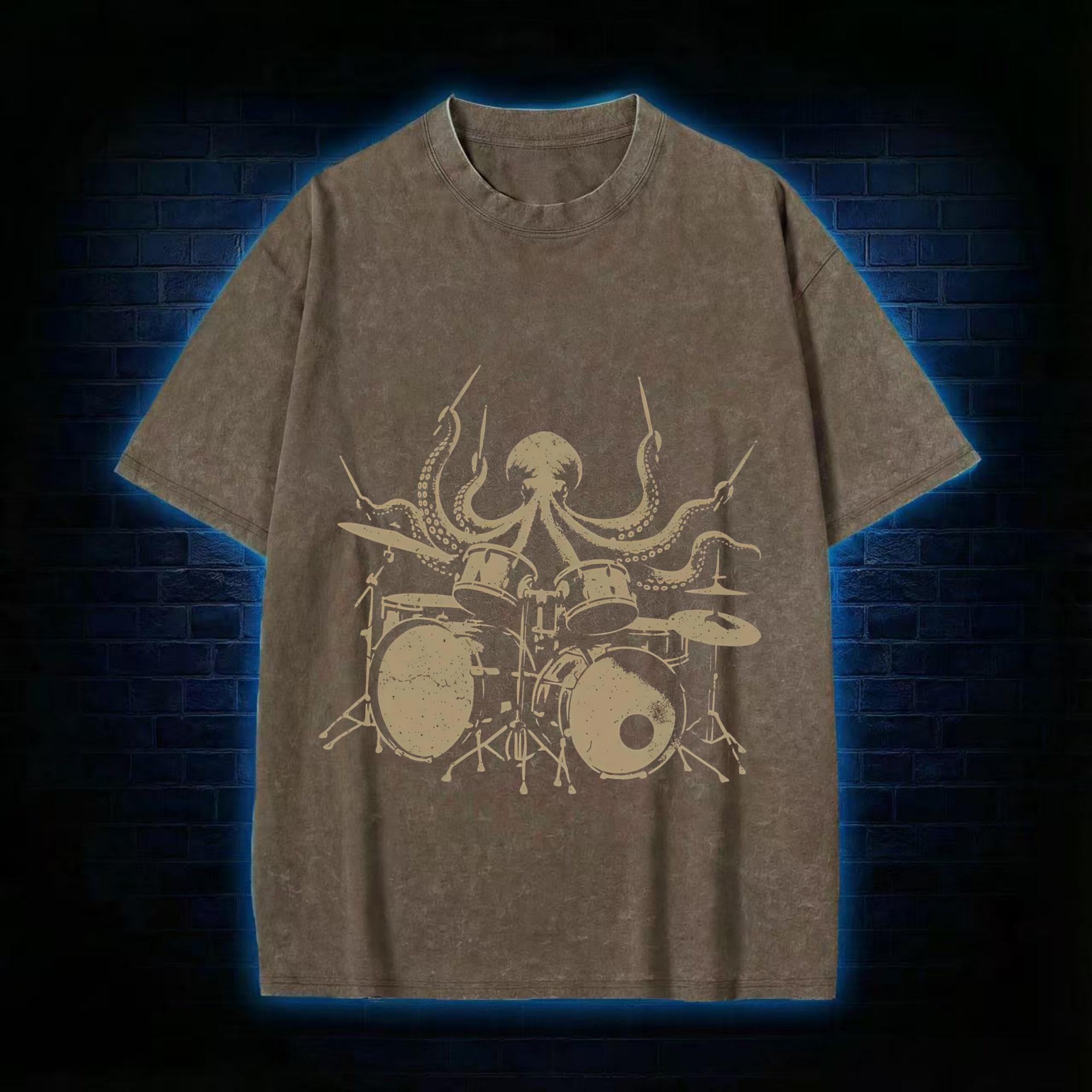 Octopus Drummer Washed T-shirt