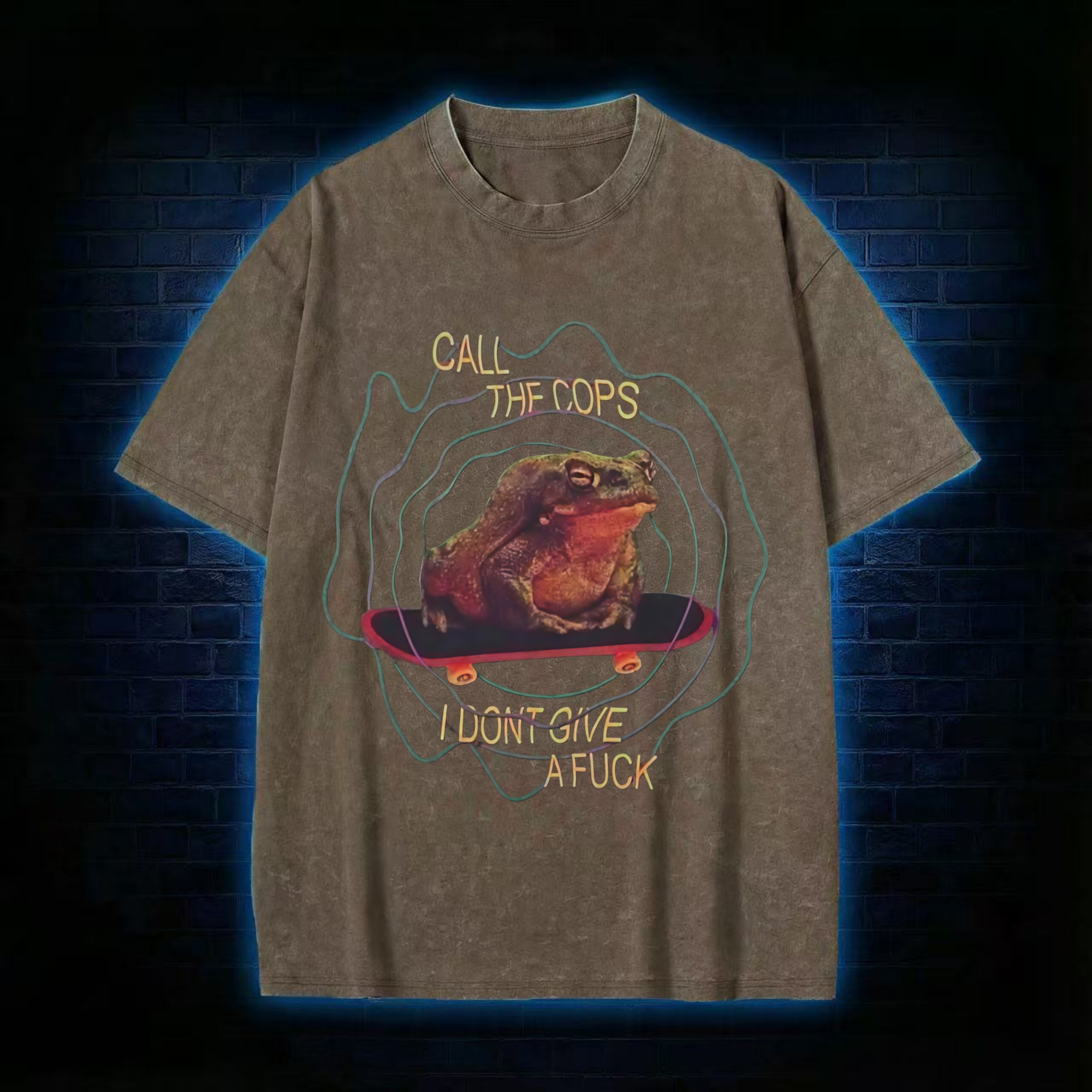 Retro Frog Meme Washed T-shirt