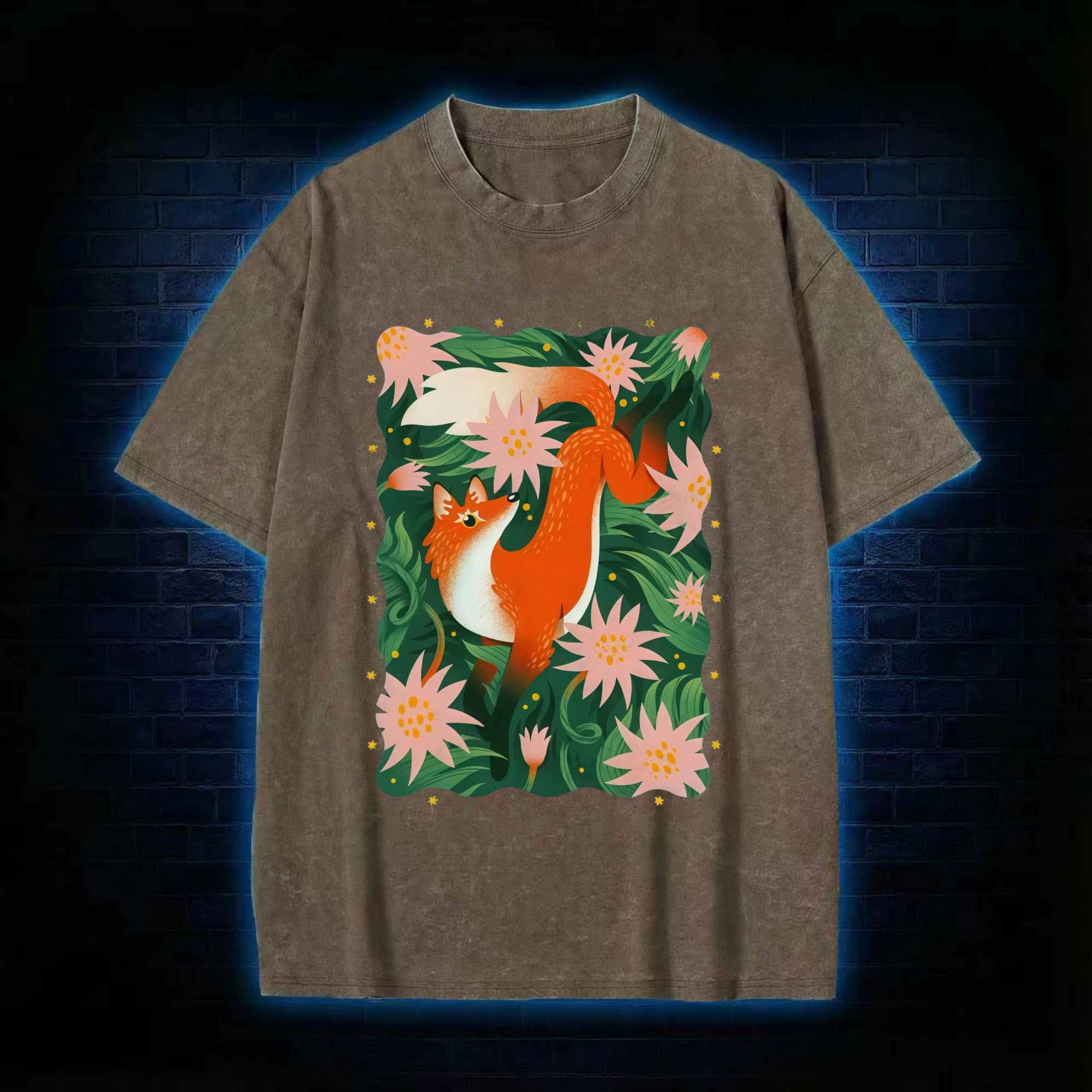 Red Fox In The Jungle Washed T-shirt