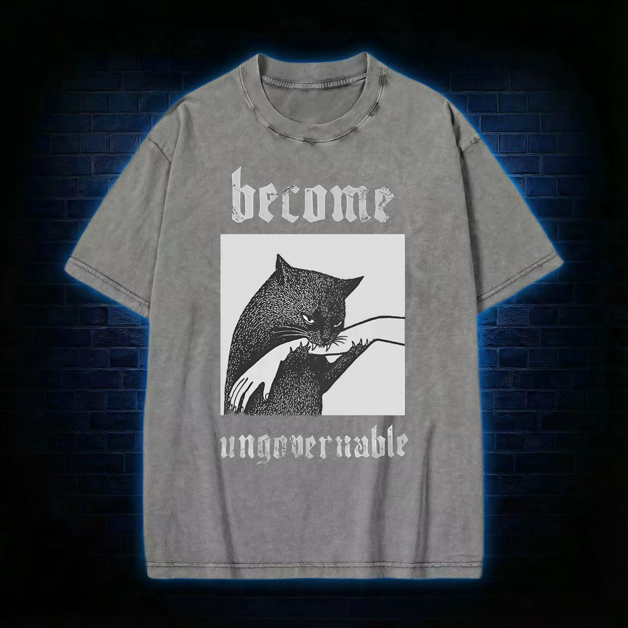 Become Ungovernable Funny Cat Washed T-shirt
