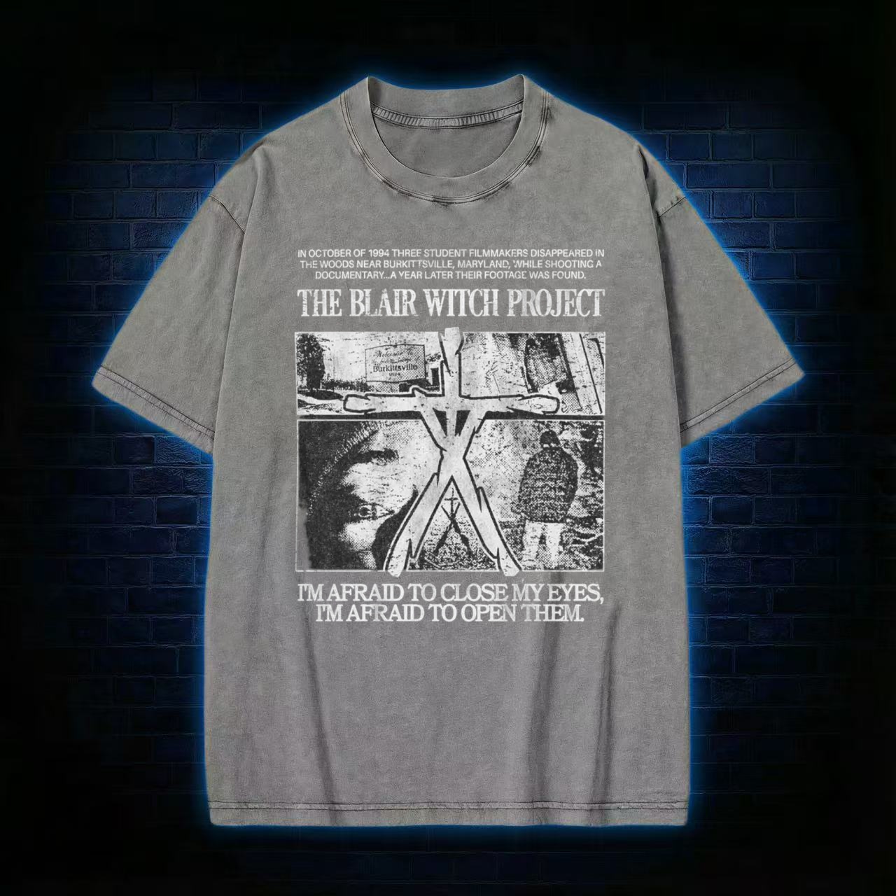 I'm Afrid to Close My Eyes Retro Washed T-shirt