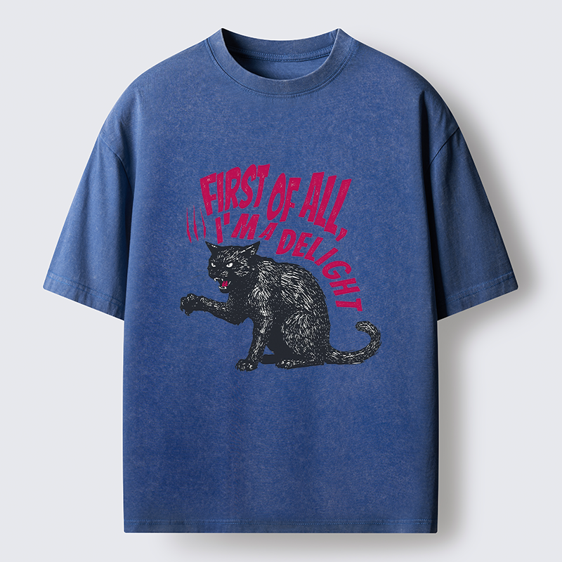  Fierce Black Cat Washed T-Shirt