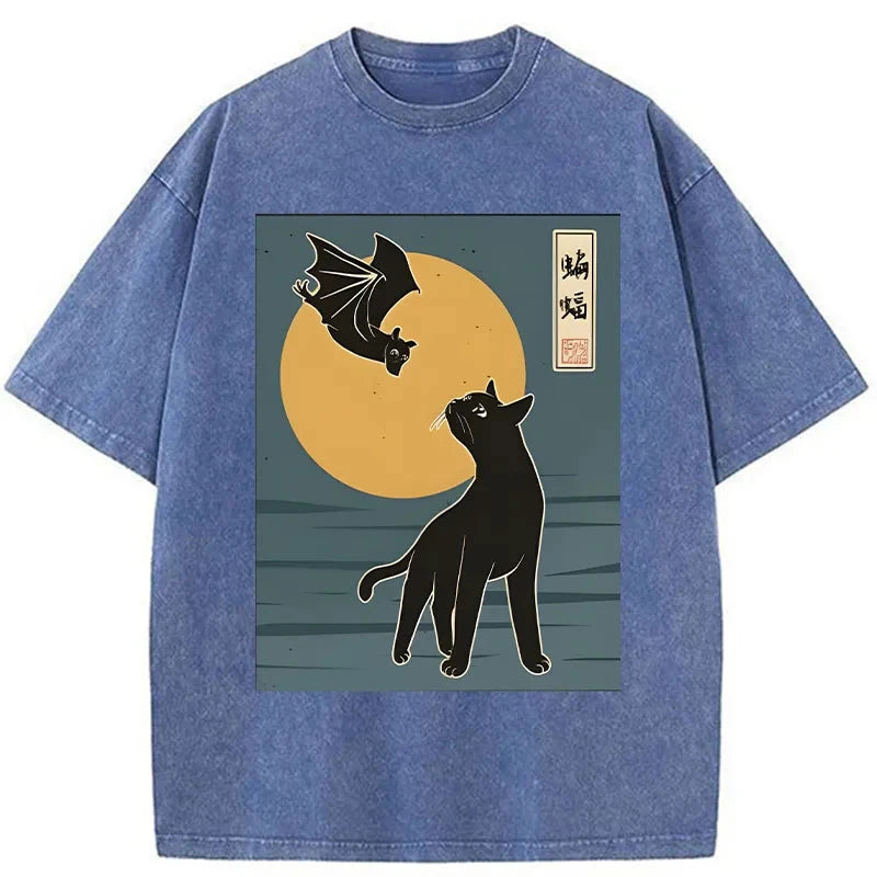 The Cat With Batty Washed T-Shirt