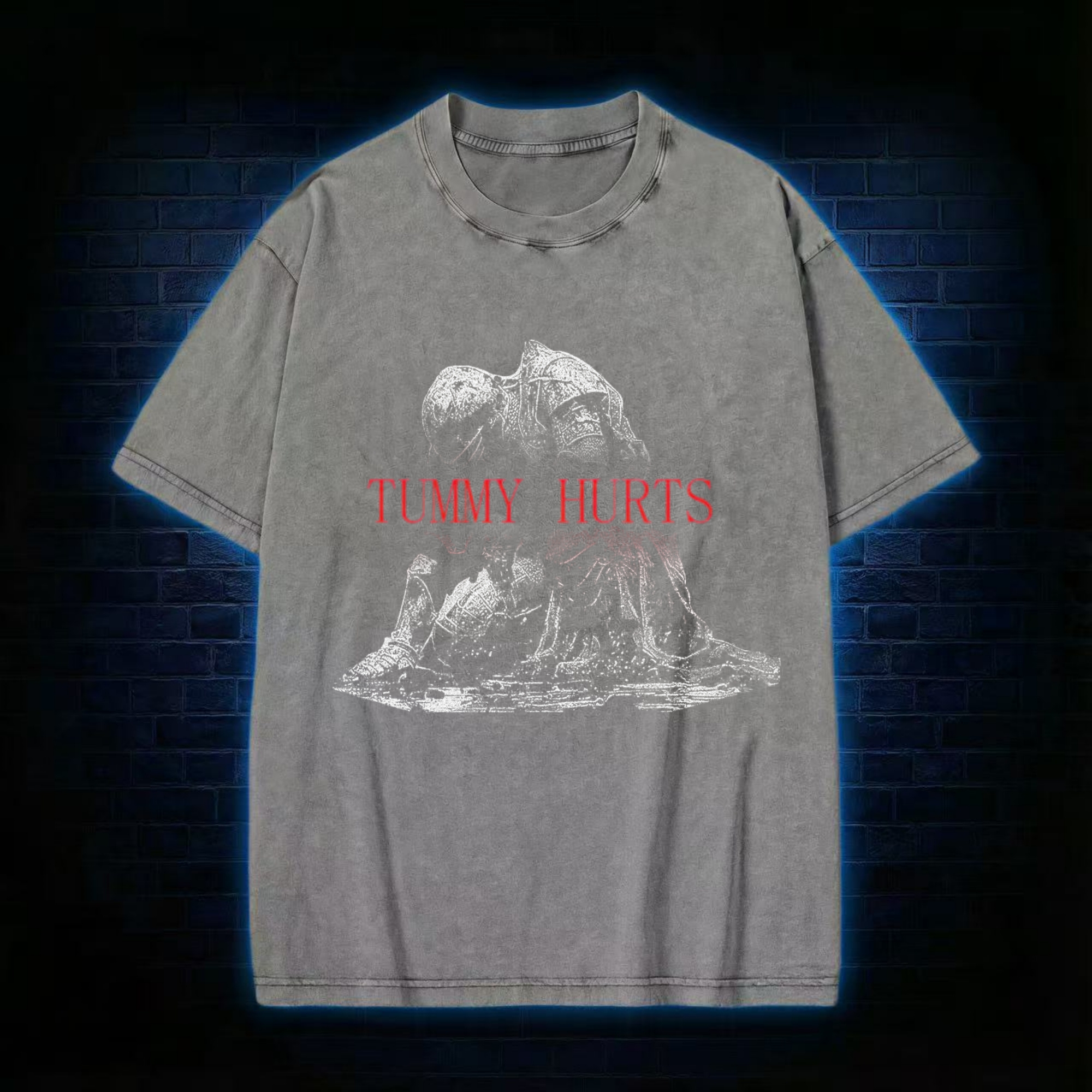 Retro Tummy Hurts Washed T-shirt