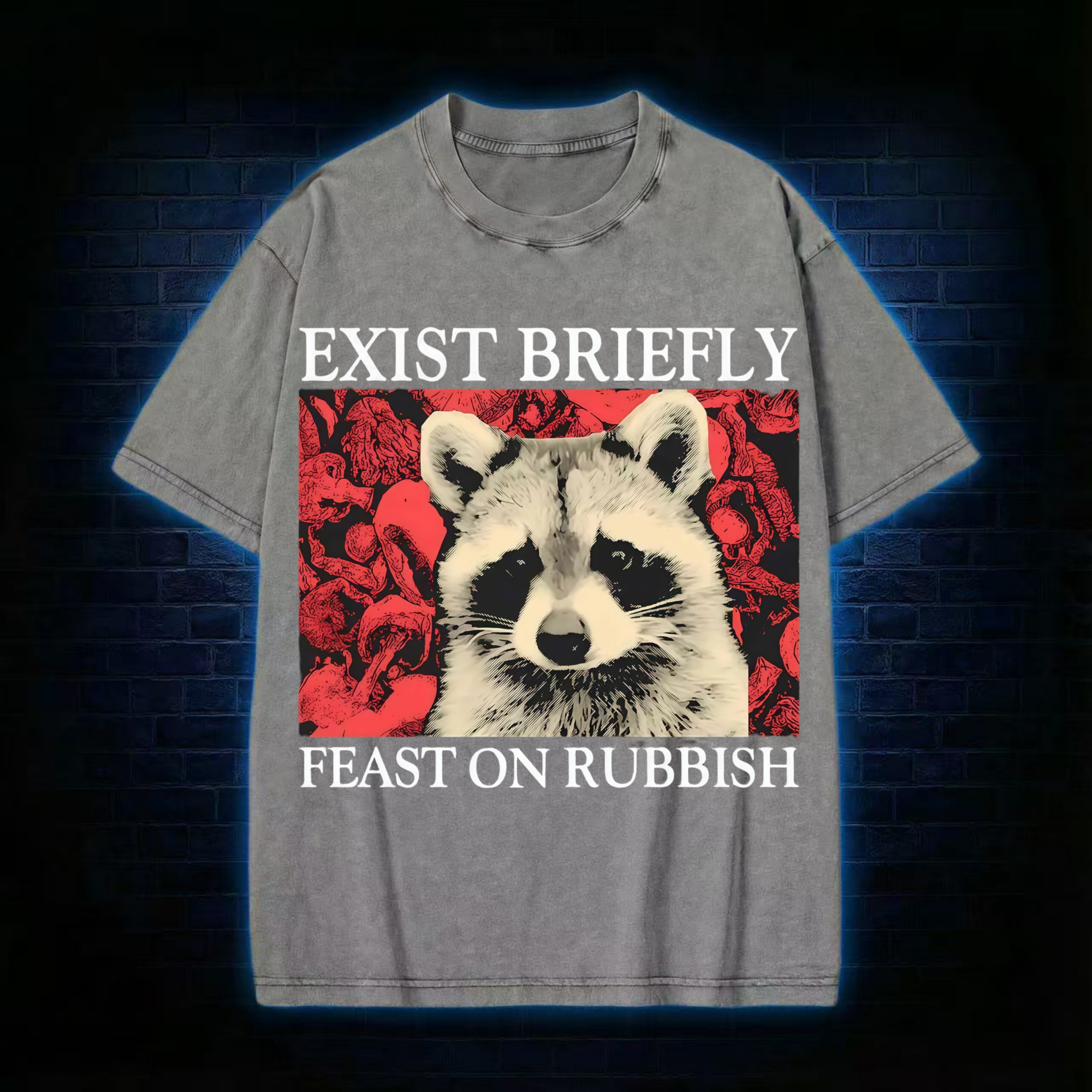 Exist Briefly Feast On Rubbish Washed T-shirt