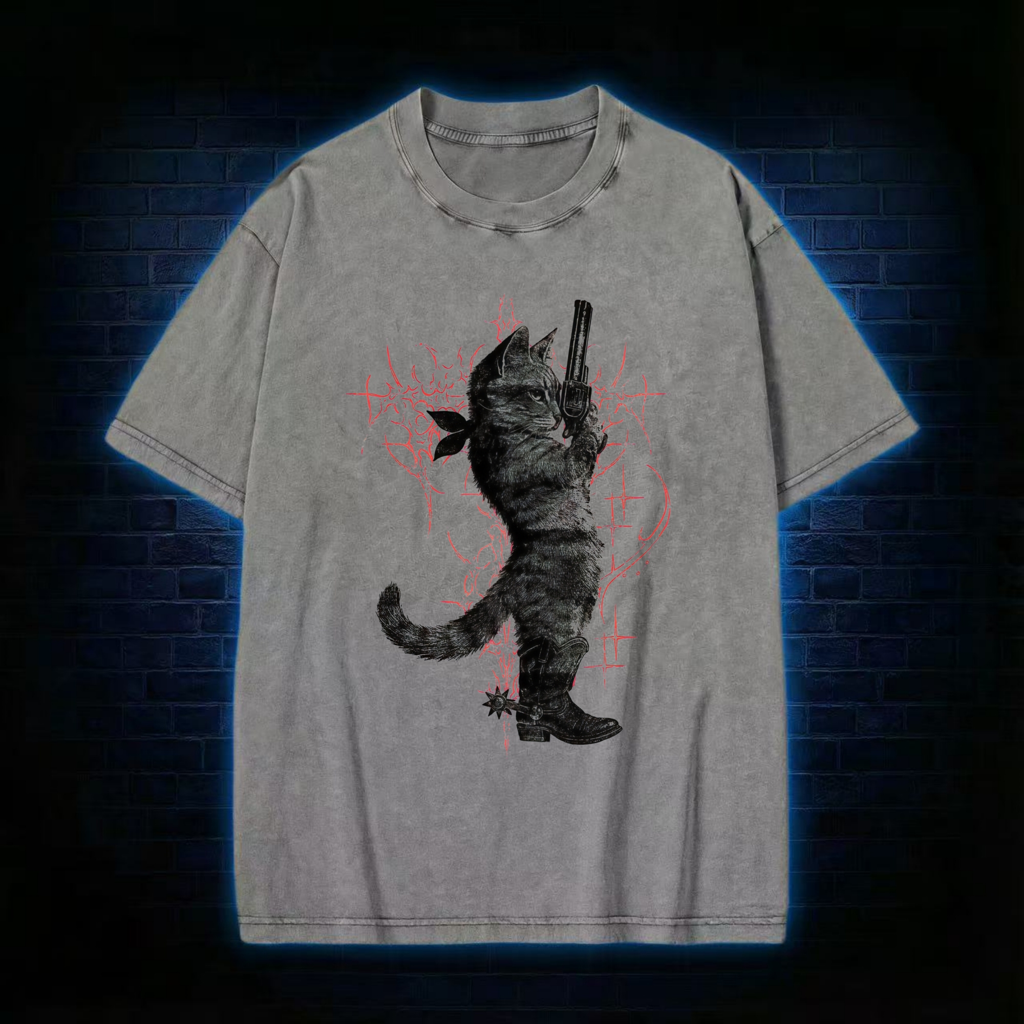Cowboy Cat Washed T-shirt