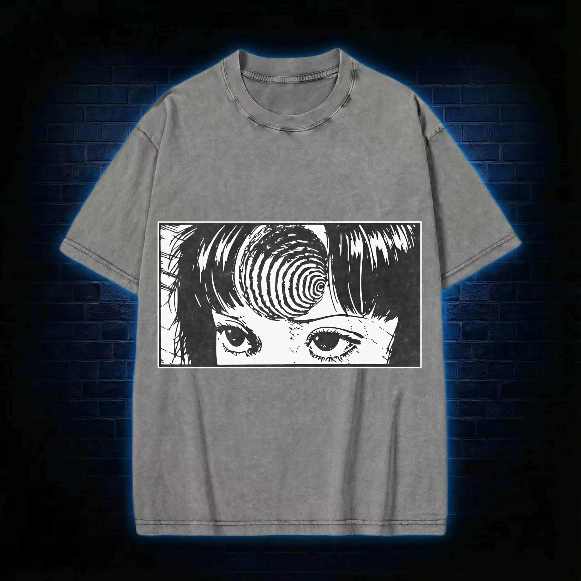 Creepy Girl Eyes, Spiral Horror Manga Washed T-shirt