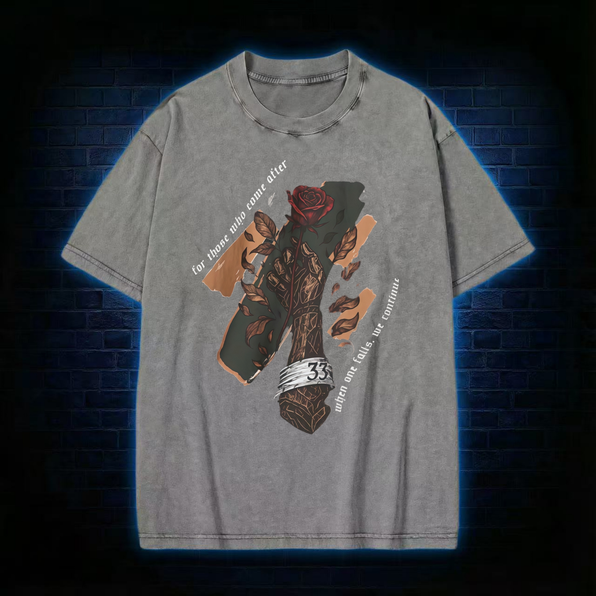 When One Falls. We Continue Washed T-shirt