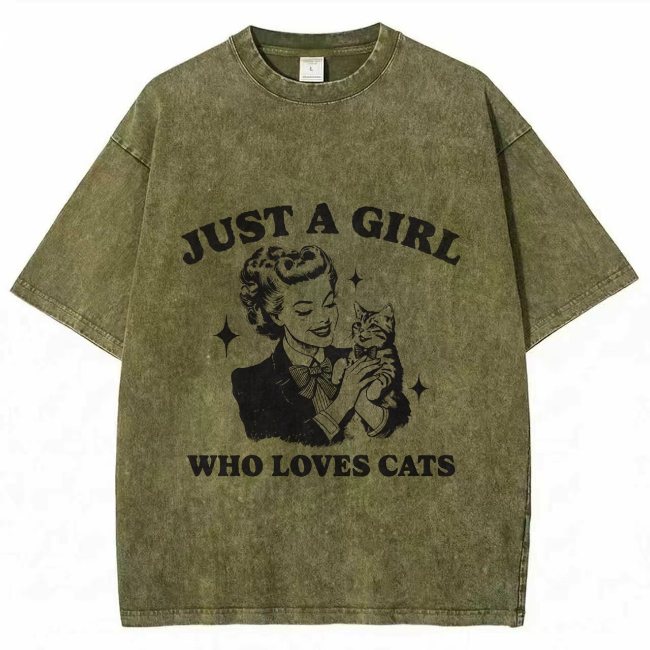 Just a Girl Who Loves Cats Washed T-shirt