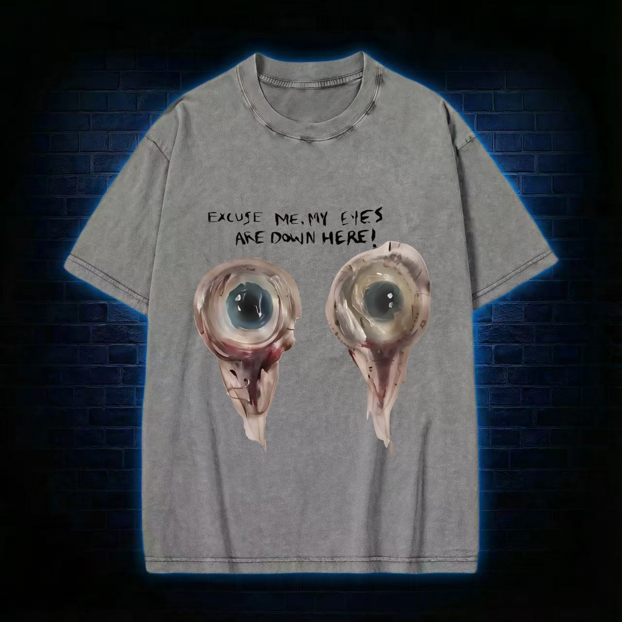 My Eyes Are Down Here Baby Washed T-shirt