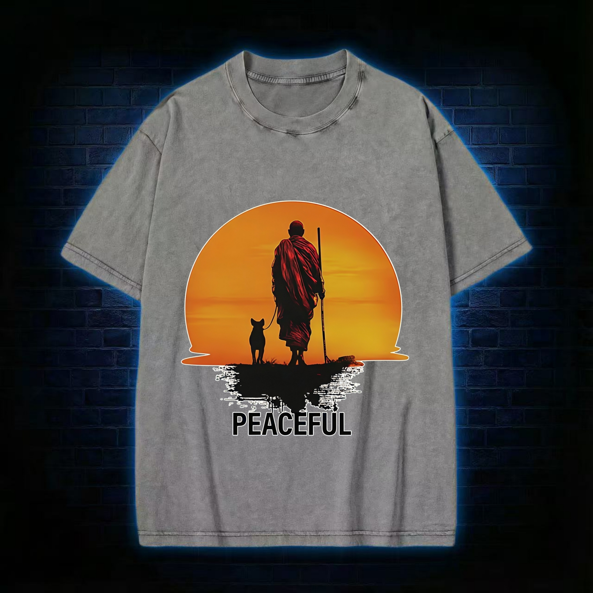 Monk Dog And Sun Washed T-Shirt