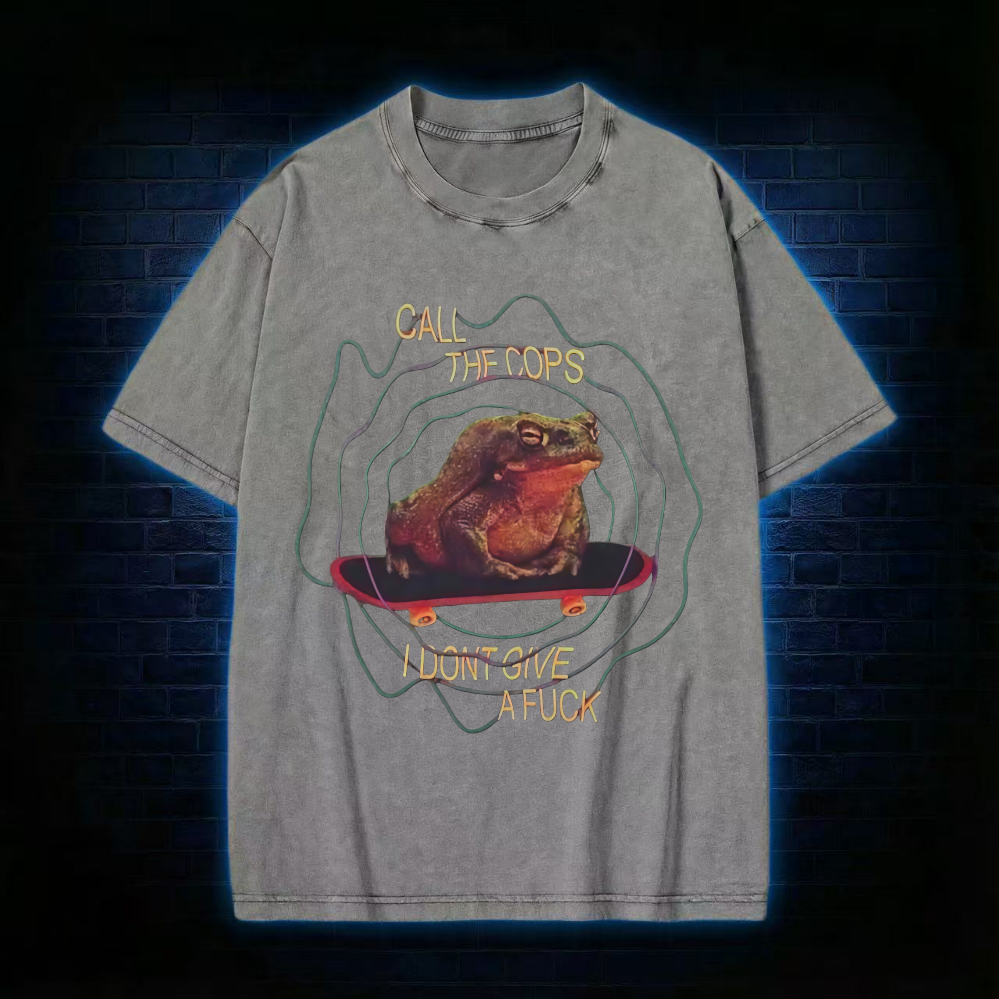 Retro Frog Meme Washed T-shirt