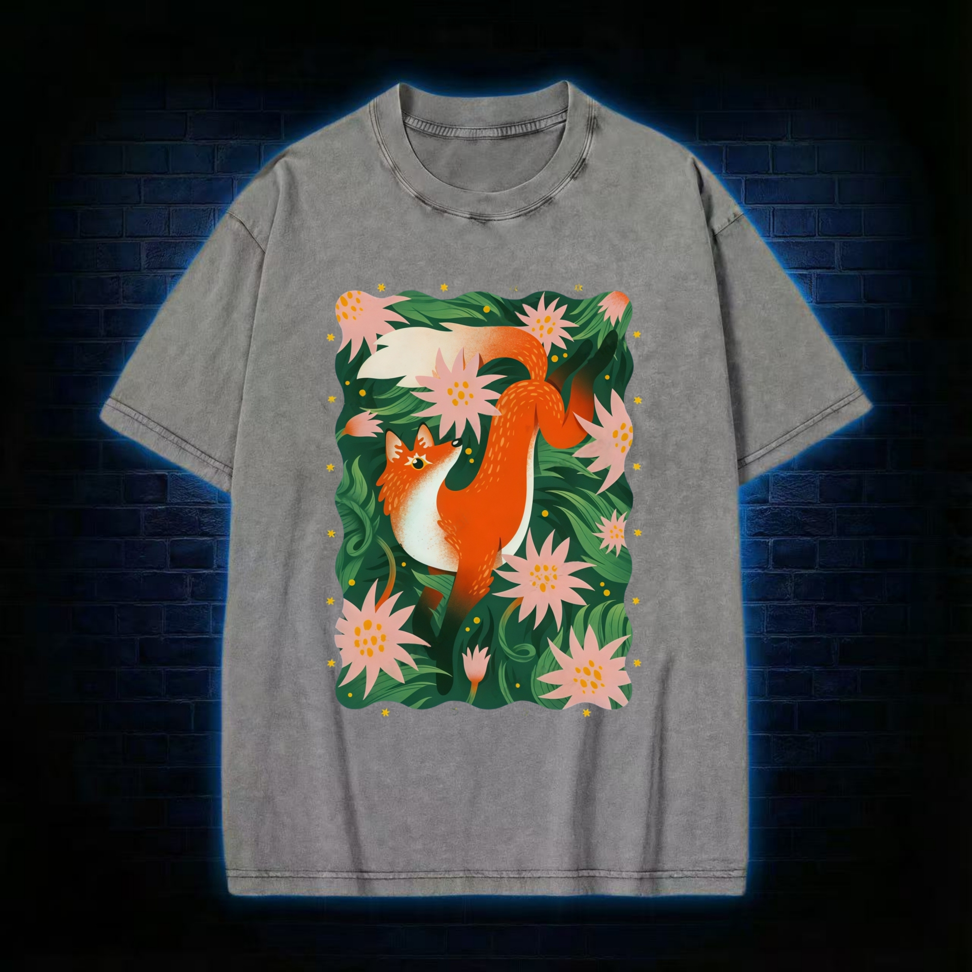 Red Fox In The Jungle Washed T-shirt