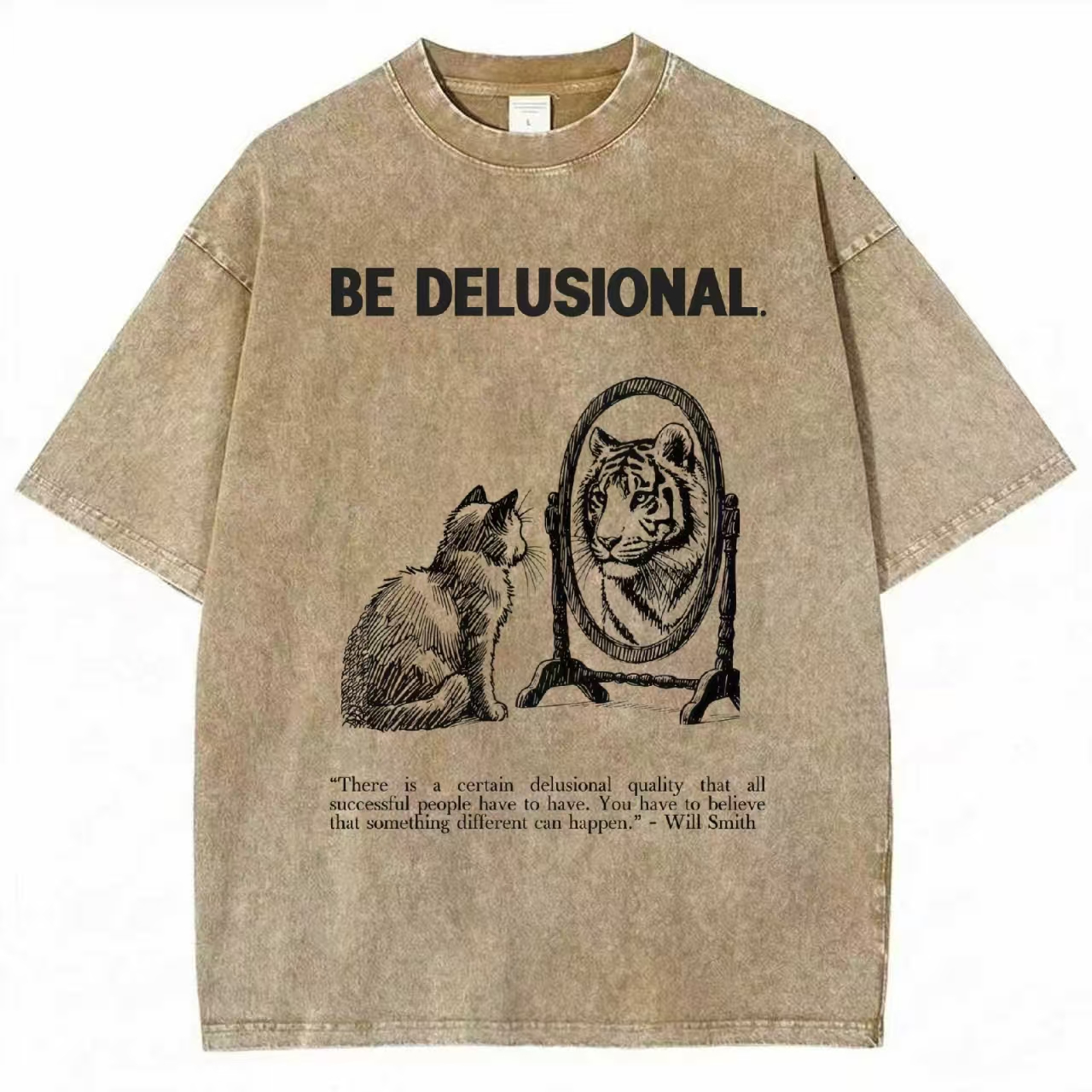 Cat's Delusion Funny Washed T-shirt