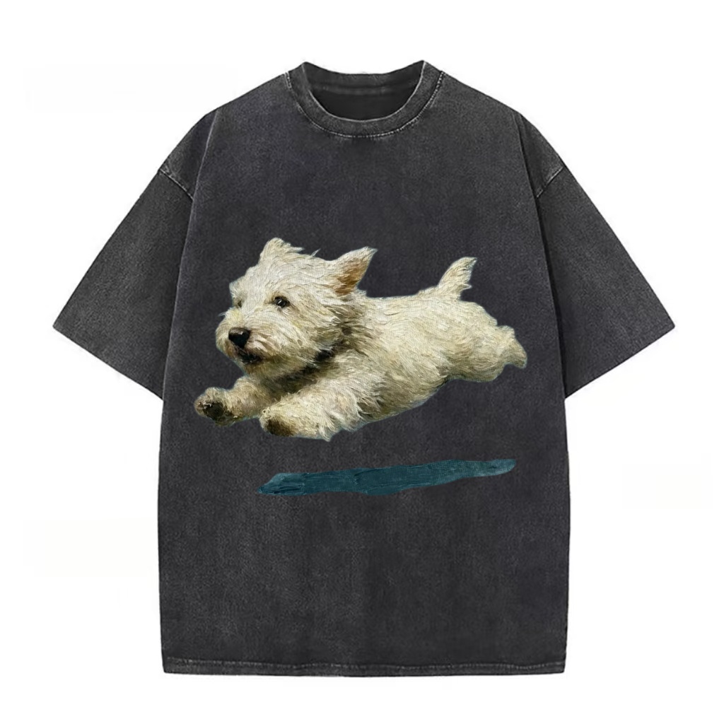 West Highland White Terrier Leap Washed T-Shirt