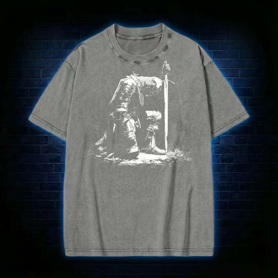 Dark Fantasy Knight Washed T-shirt