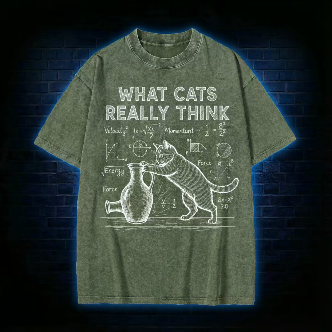 What Cat Really Think Washed T-shirt