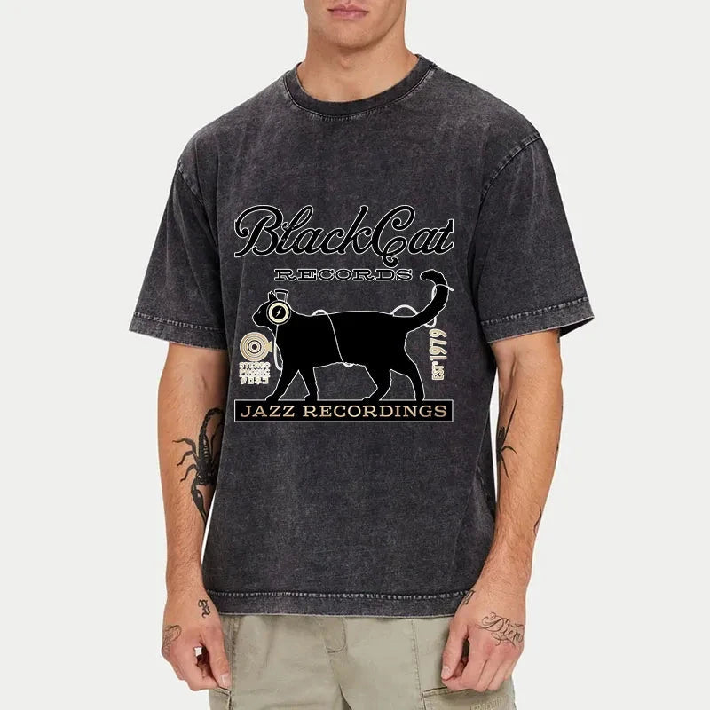  Black Cat Japan Washed T-Shirt