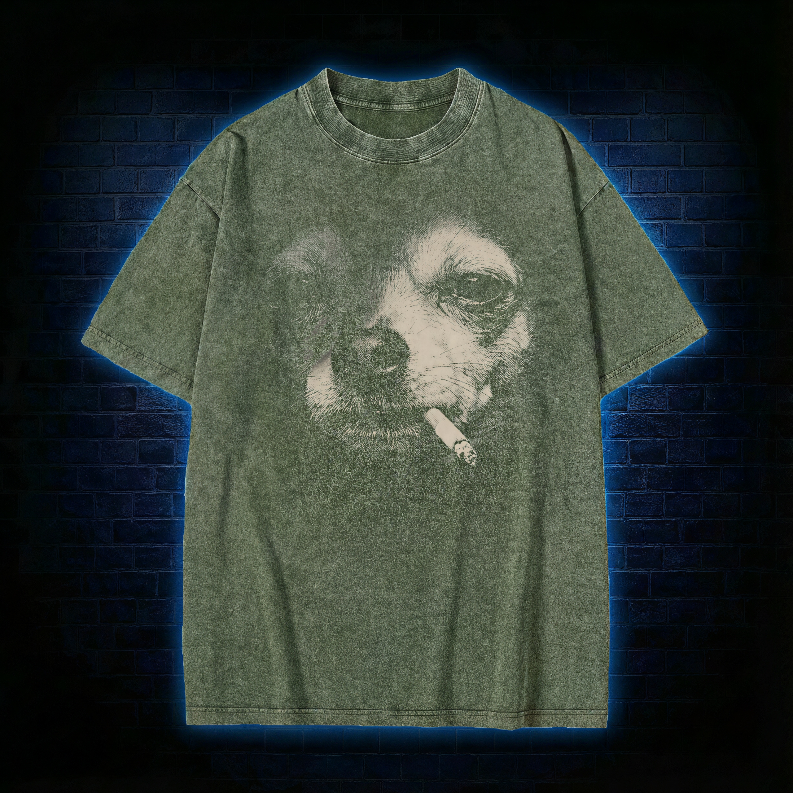 Smoking Chihuahua Meme Washed  T-shirt