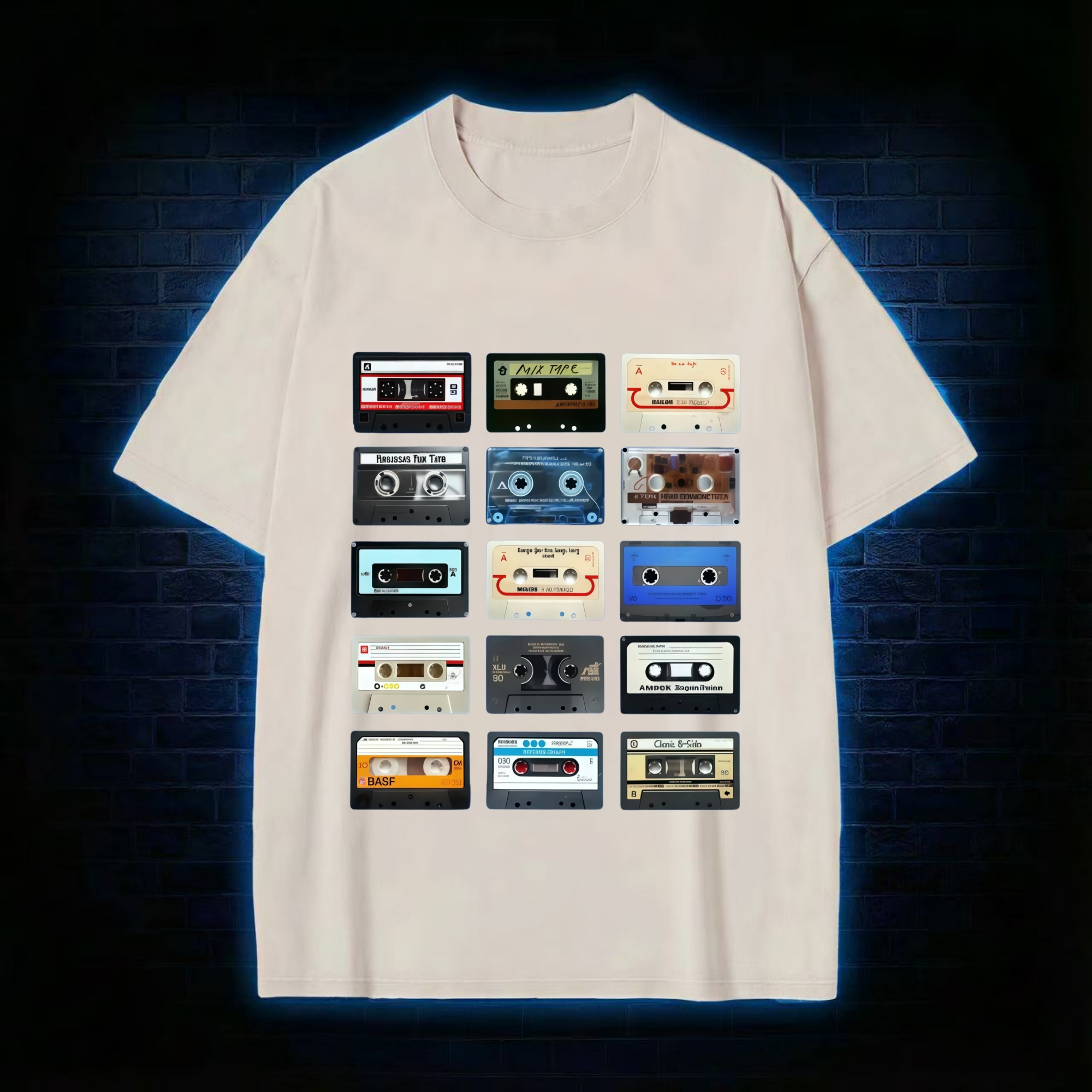 Retro Cassette Collage Music Nostalgia Washed T-shirt