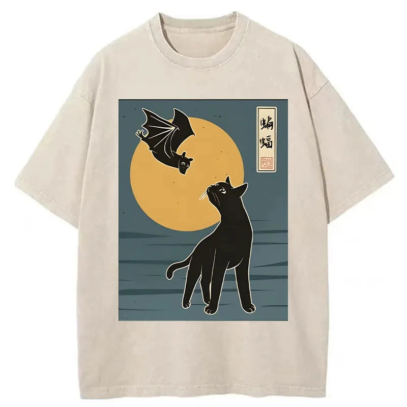 The Cat With Batty Washed T-Shirt